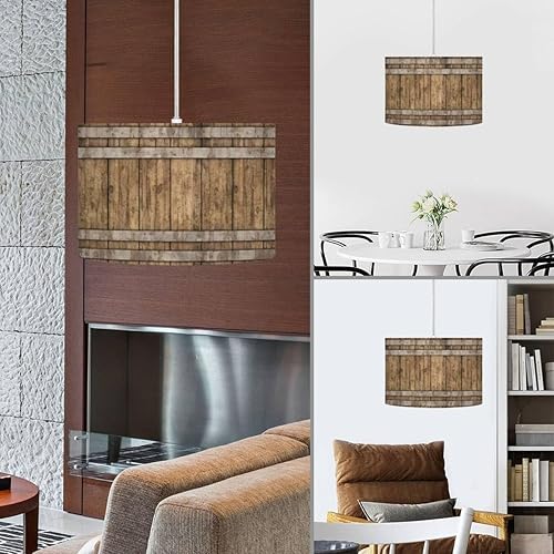 Miniatura 6 de Lámpara colgante de madera para enchufar, cerveza, barril de whisky, correas de metal, textura, vino, lámpara colgante con cable de enchufe,