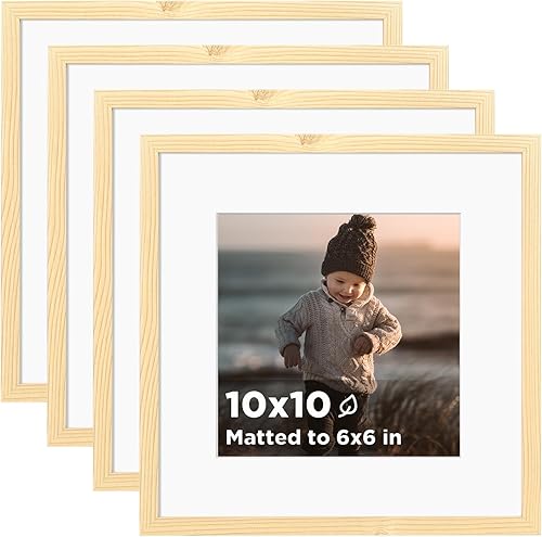 Vista 37 de KINLINK Juego de 4 portarretratos de 12 x 12 pulgadas, cuadrados de madera mate de 8 x 8 pulgadas con plexiglás para 8 x 8 pulgadas con paspartú