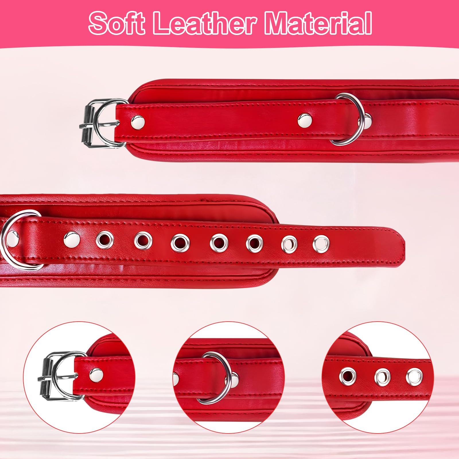 Qoosea Kit de Connexion avec Collier en Cuir et Crochet Anal en Acier Inoxydable, Ensemble Réglable pour Adulte, Emballage Discret