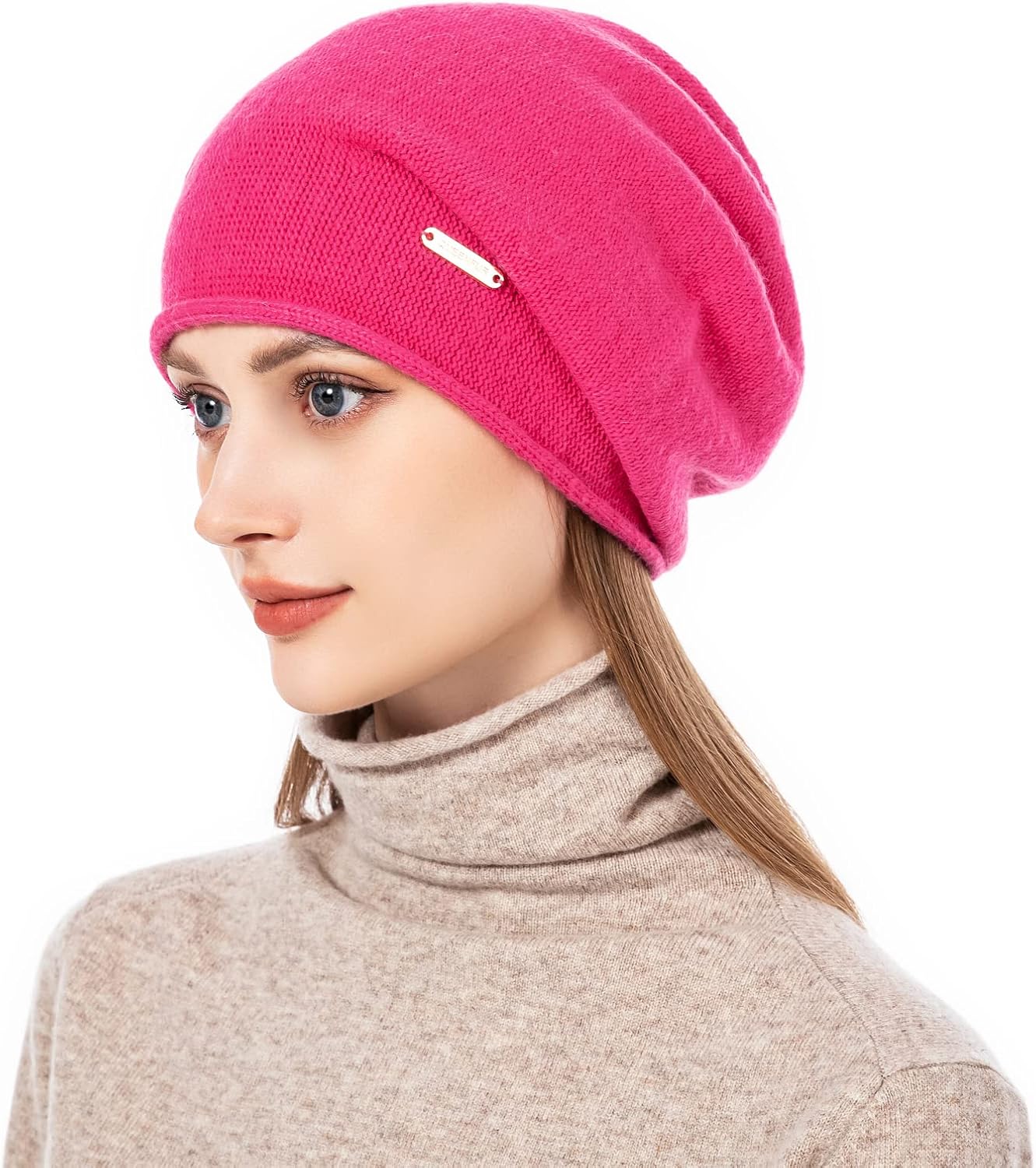 QUEENFUR Knit Slouchy Beanie Hats for Women Cashmere Ski Cap Knitted Wool Soft Warm Winter Hat - Image 2