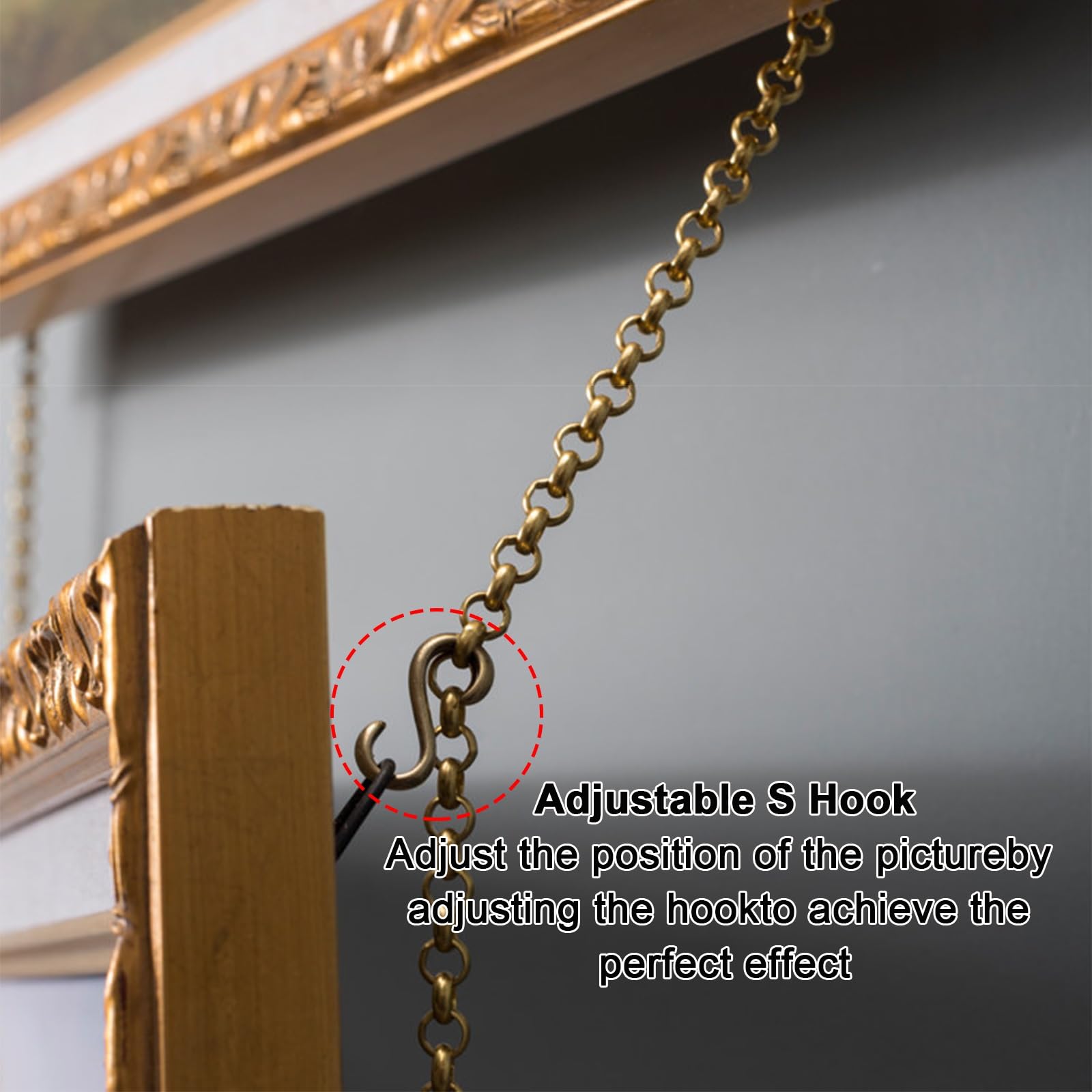 Bilderschienen Aufhängesystem, Style Gallery Art Display Kit mit Verstellbaren Ketten und Haken, Bilderaufhängeset for Heim und Museumsdekoration(60cm/23in)