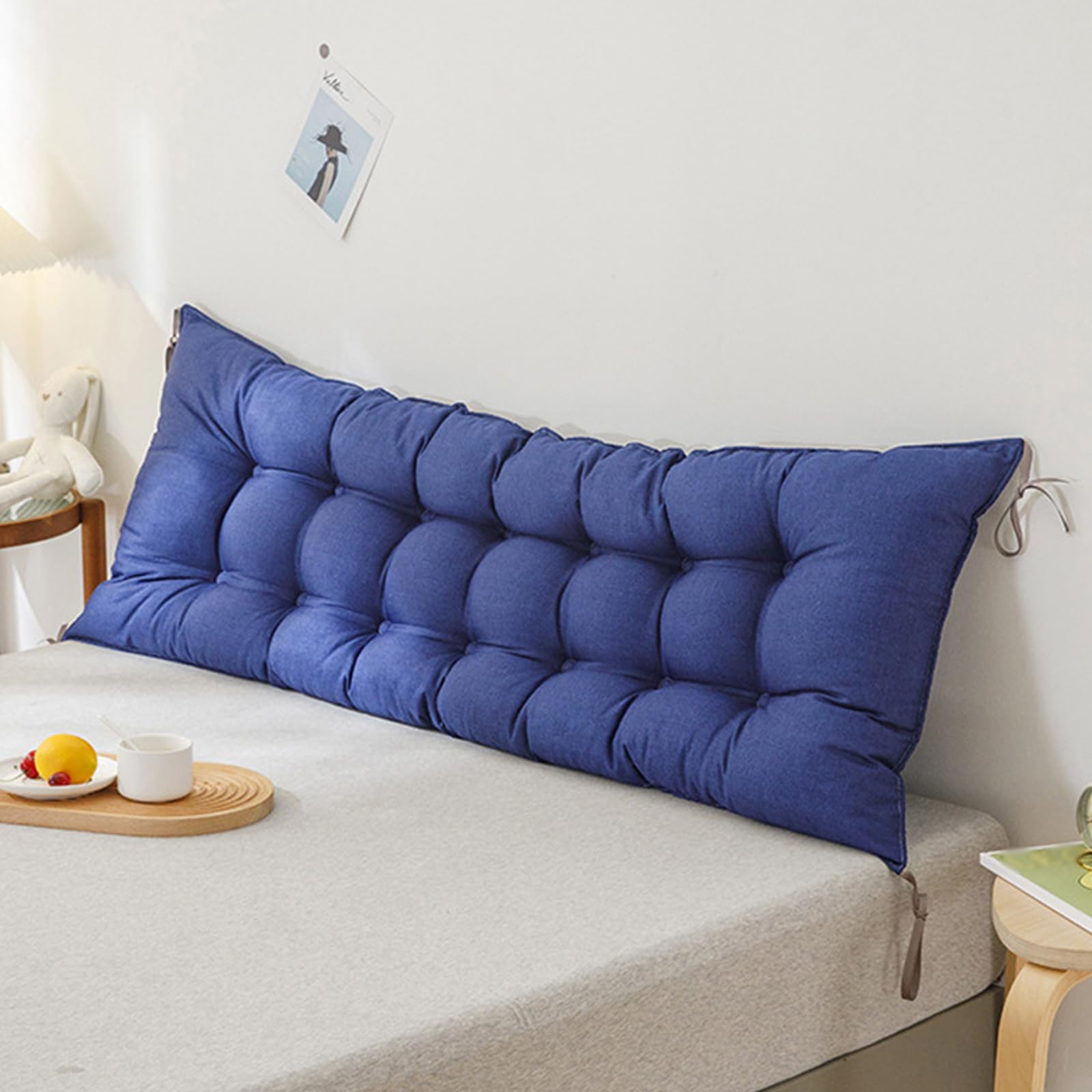 XZLZMYP Headboard Positioning Pillow with Fixing Strap Large Backrest Bolster Positioning Back Support Cushion Waist Lumbar Pad Soft Reading Pillow for Bed Home Bedroom Office,A,150x10x50cm