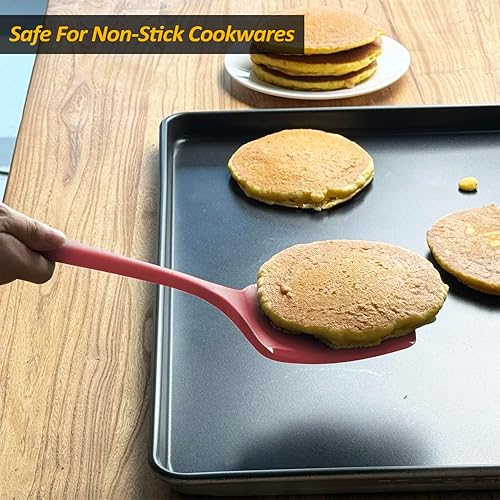 Miniatura 6 de Espátula de silicona para panqueques con mango alargado y diseño sin costuras, espátulas de cocina resistentes al calor para utensilios de cocina