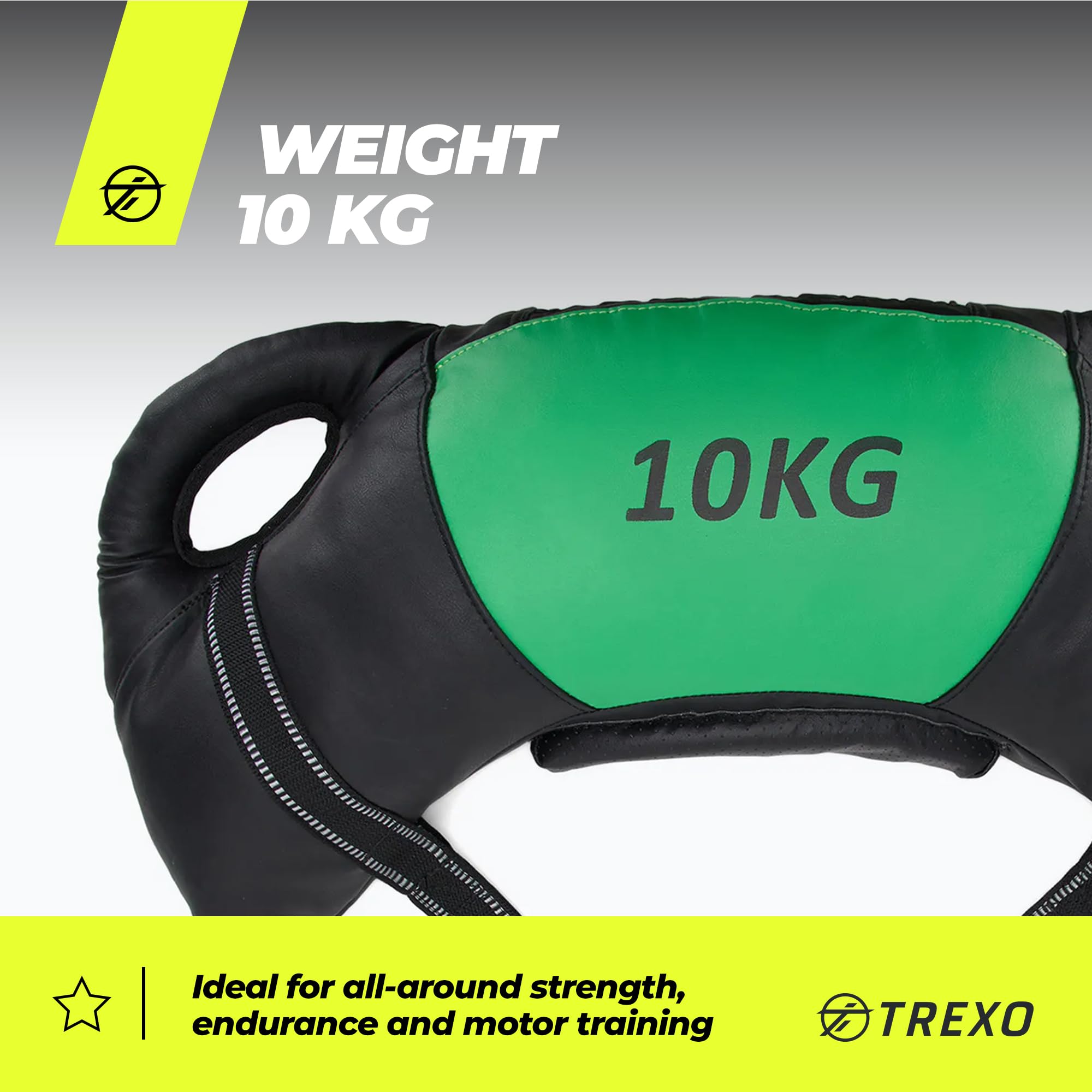TREXO Bulgarian Exercise Bag 15 kg allenamento di forza fitness resistenza perfetta per casa e palestra borsa da allenamento in ecopelle PU 73 x 40 x 19 cm sacco di sabbia per allenamento fitness