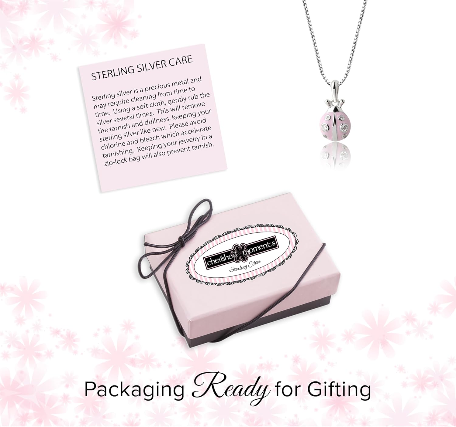 Cherished Moments' Children's 14K Gold Plated and 925 Sterling Silver Pink Ladybug Pendant Necklace for Little Girls, Toddlers, and Kids - Image 5