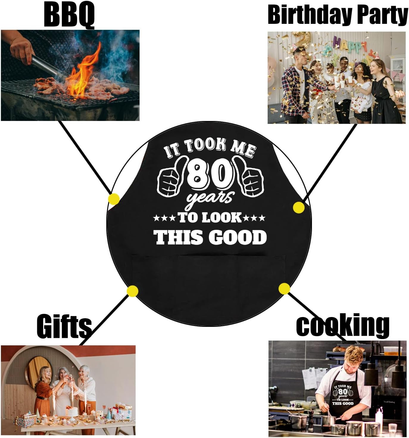 40th 50th 60th 65th 70th 75th Birthday Gift for Men, Cooking Grilling BBQ Chef Aprons With 3 Pockets, Kitchen Gift - Image 6