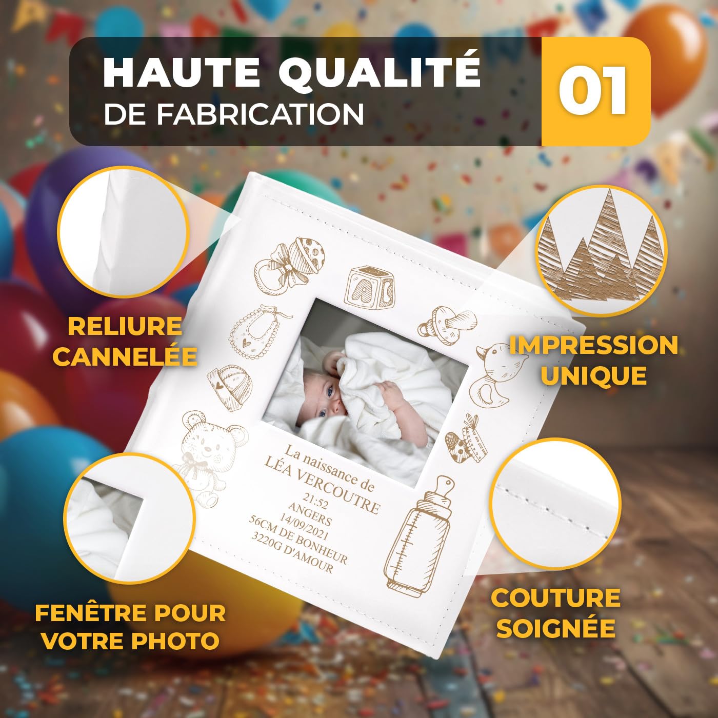 Maverton Album Photo Bebe Personnalisable 10x15 Poche Ouvrable Couverture Livre Naissance Cadeau Enfants