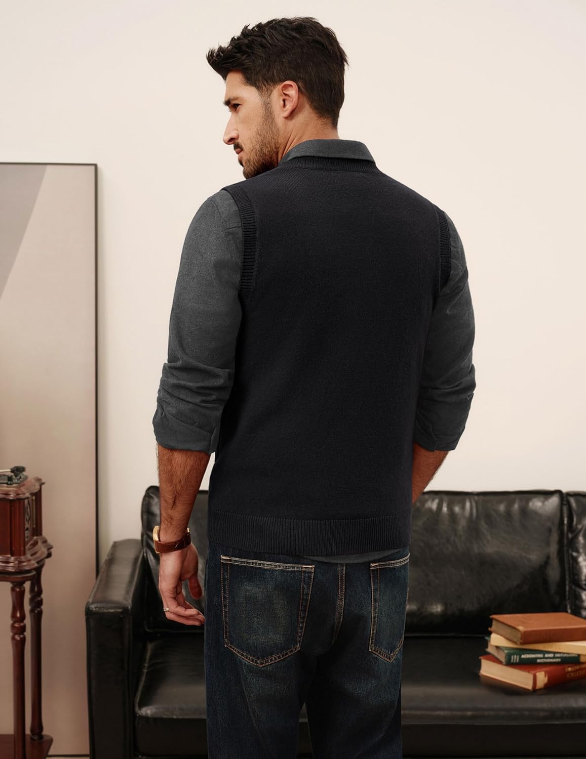 PJ PAUL JONES Men's Sweater Vests V Neck Cable Twist Knit Sleeveless Vests Casual Pullover Sweater - Image 6