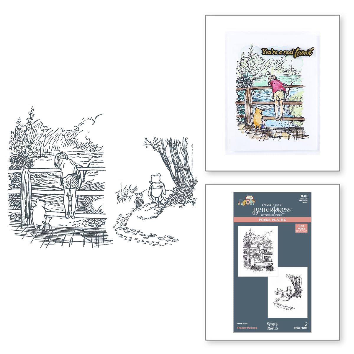 Spellbinders Friendly Moments Press Plates from The Say Cheese Classic Pooh Collection in Collaboration with Simple Stories