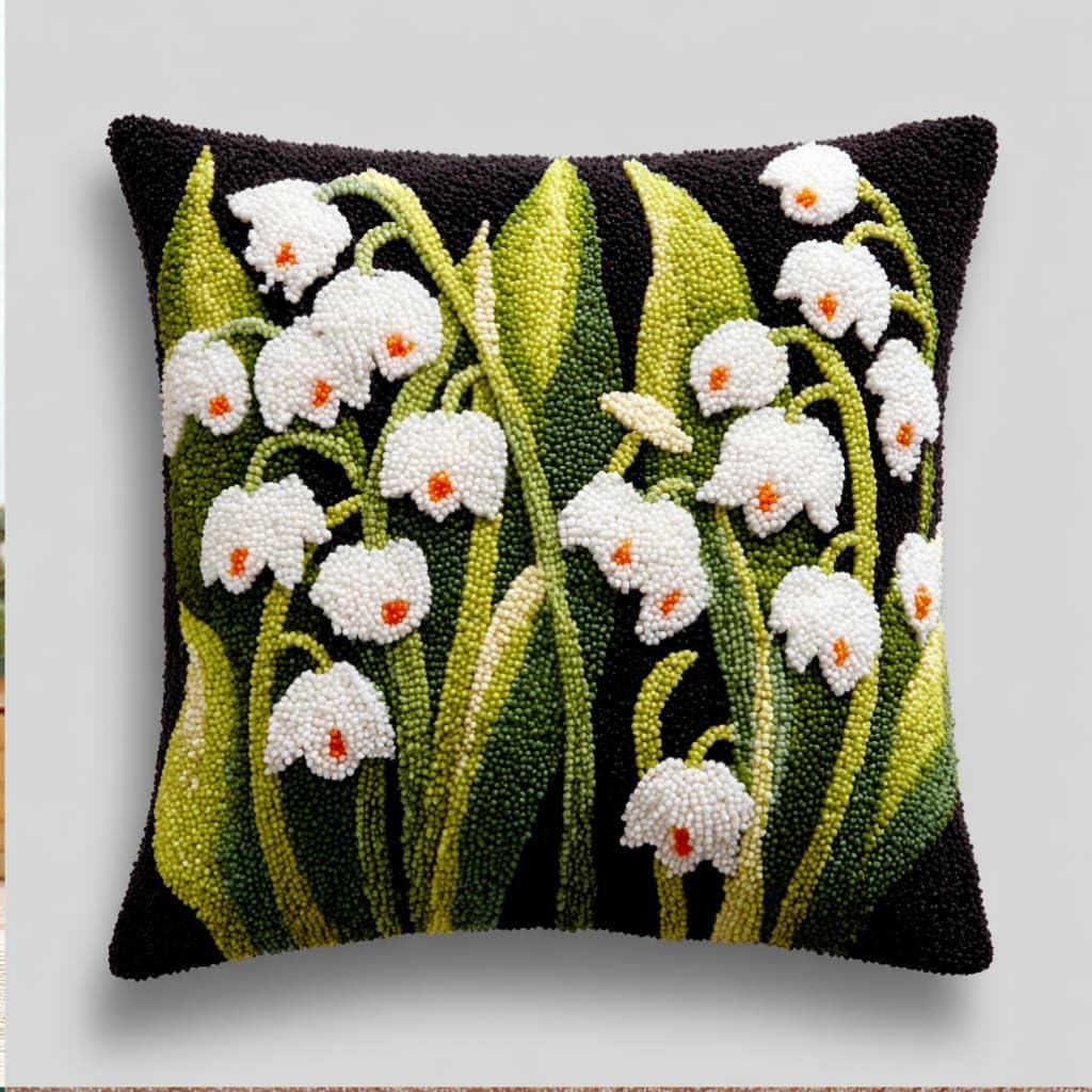 kitphoenix DIY Latch Hook Kit Lily of The Valley 43Cmx43Cm