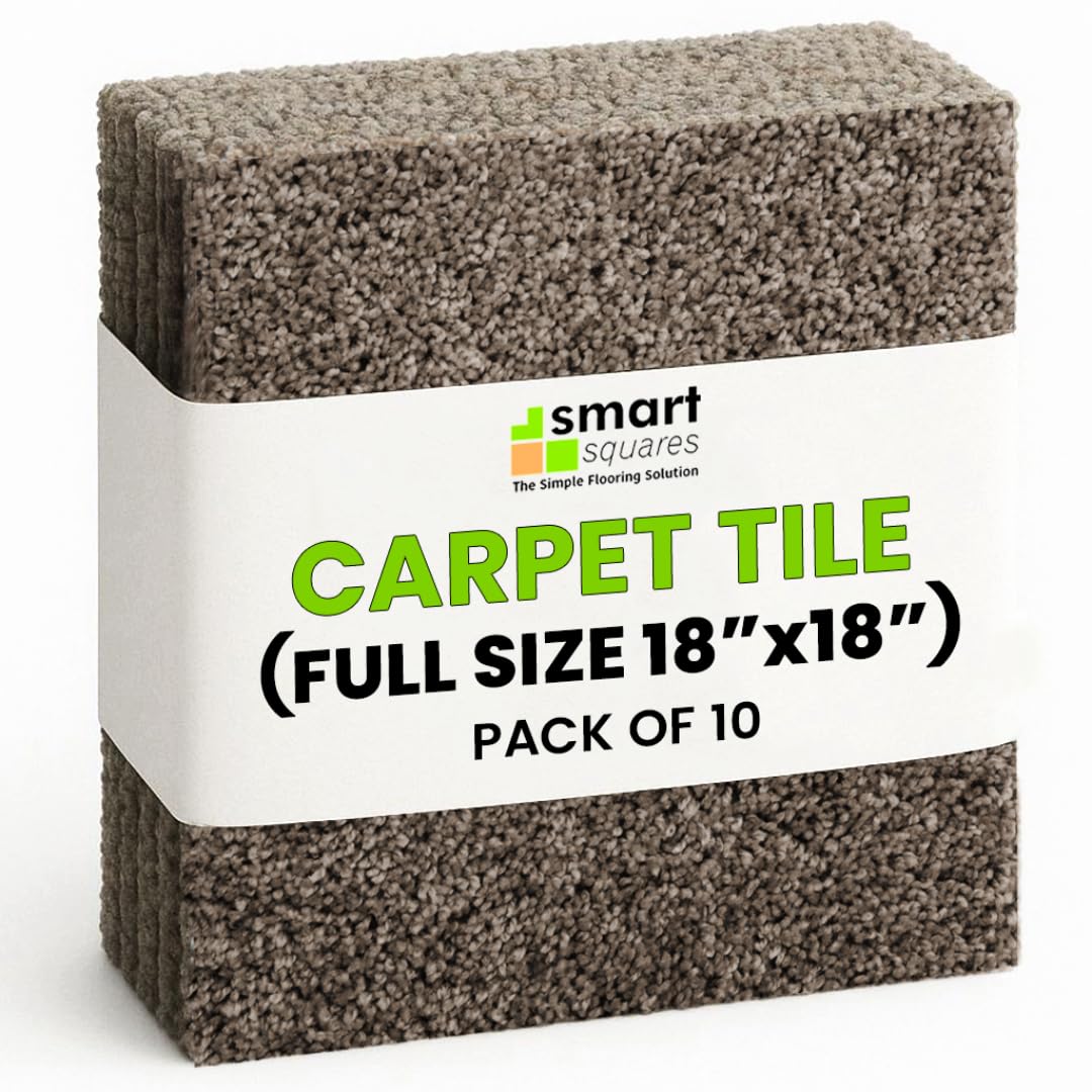 Smart Squares Walk in The Park Premium Made in The USA Carpet Tiles 18x18 Inch, Soft Padded, Seamless Appearance, Peel and Stick for Easy DIY Installation (10 Tiles - 22.5 Sq Ft, 314 Copper Mine)