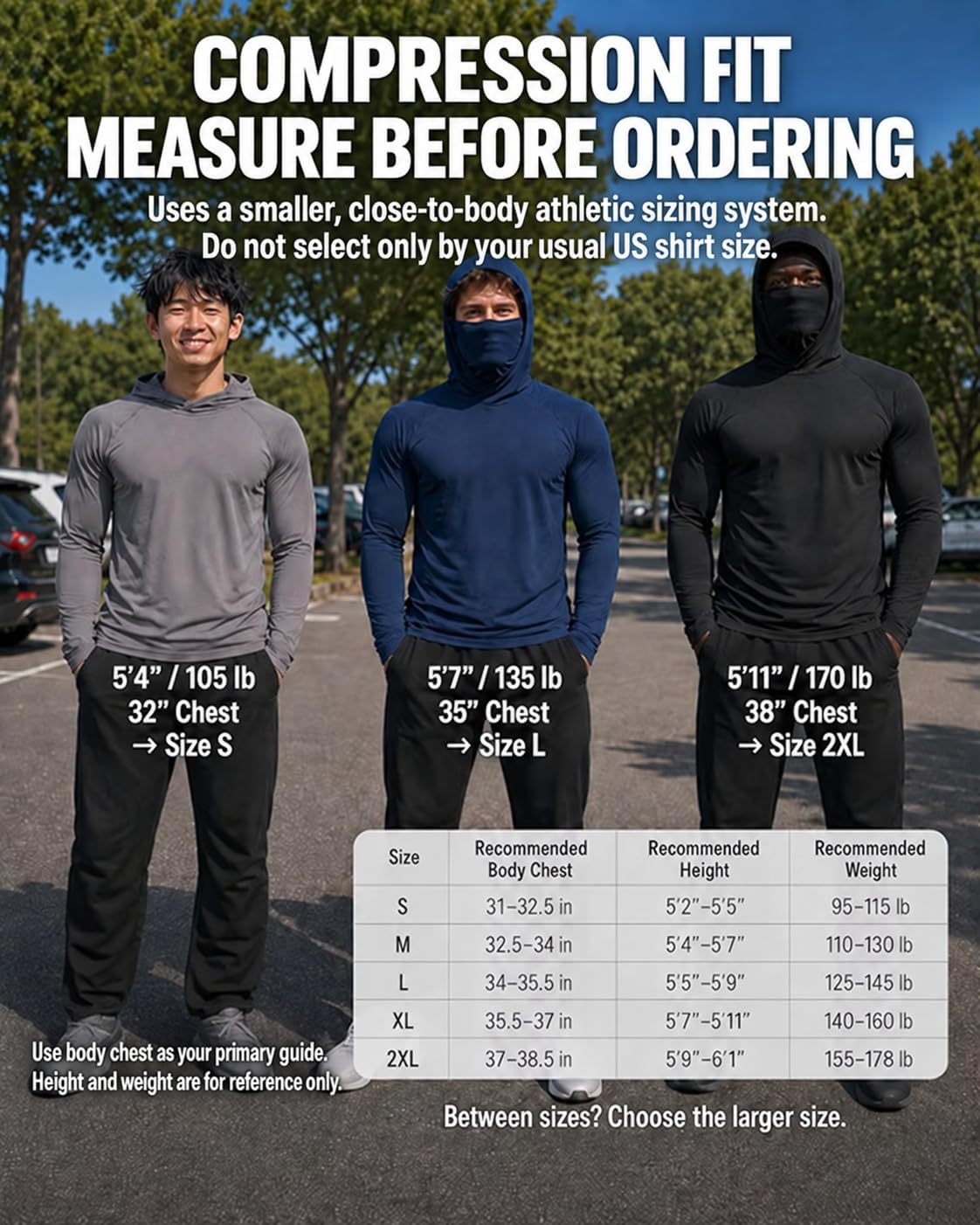 XWC 3 Pack Men's UPF 50+ Slim Fit Sun Hoodies with Face Mask for Work image 3