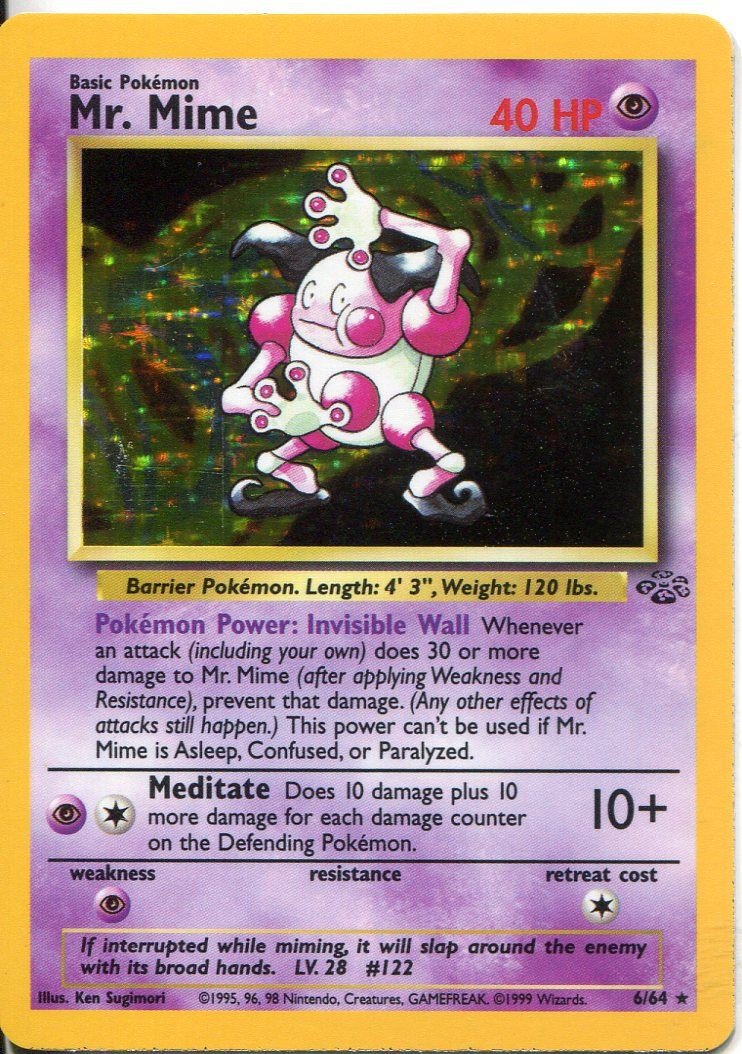 Wizards of the Coast Pokemon Jungle Holofoil Card #6/64 Mr. Mime