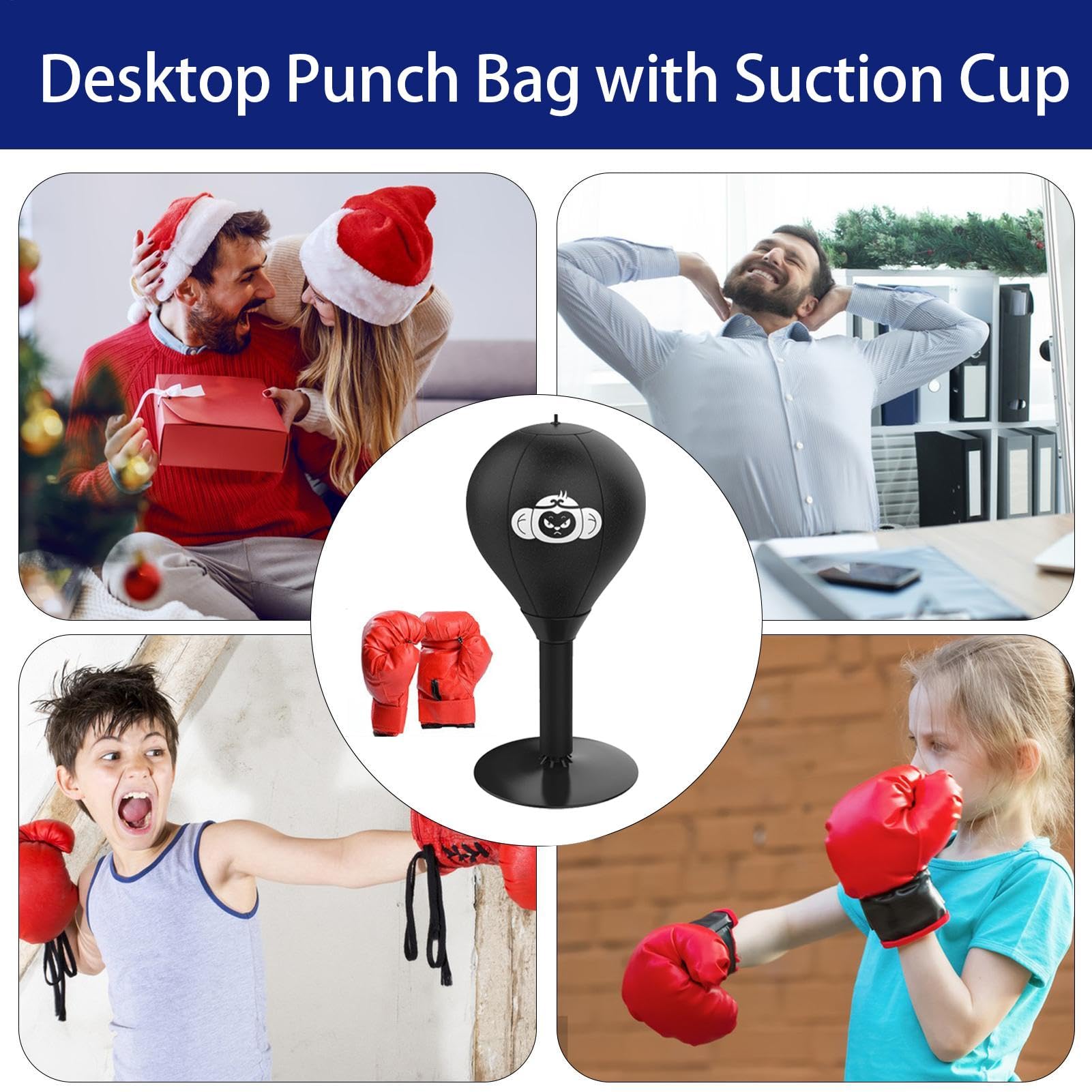 Desktop Punching Bag, Suction Cup Table Boxing Ball, Thickened Heavy Duty Stress Relief Punching Bag, 15.75x6.97 Inches, Versatile Ideal for Home, Office, Workplace