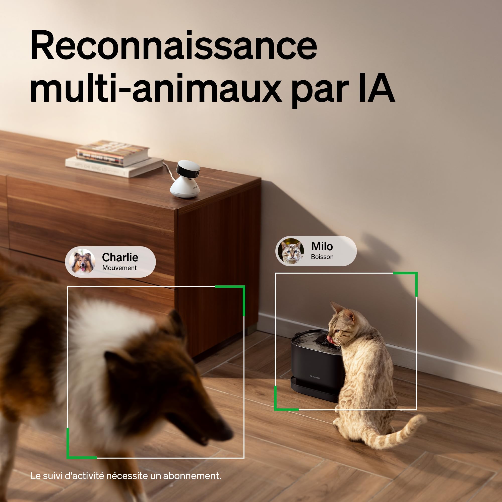 PETLIBRO Caméra Intelligente 360° pour Chien et Chat - Détection Multi-Animaux, Vision Nocturne Couleur, Résumés d'Activités, Alertes Instantanées