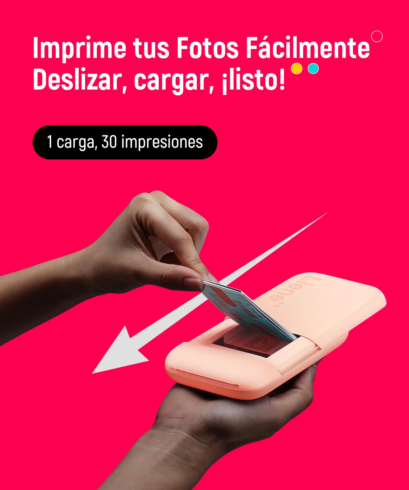 Liene Pearl K100 Impresora Foto Móvil, 2x3'' Impresora de Fotos Portátil con 50 Zink Papeles Fotográfico Autoadhesivo, Conexión Bluetooth 5.0, Compatible con iOS/Android, Mini Impresora (Rosa) — view 7