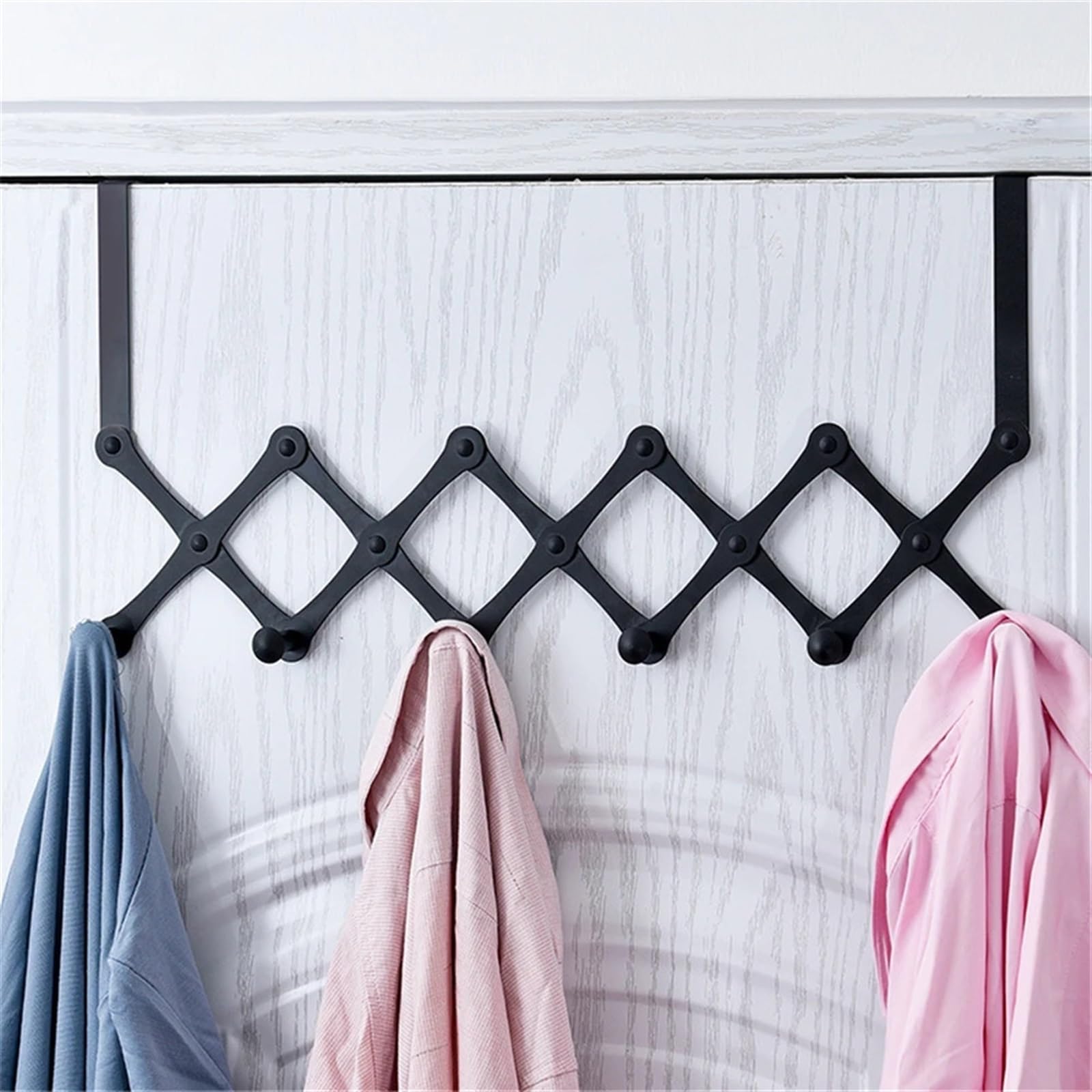 Gancho De Puerta Telescópico De Acero Inoxidable, Sin Perforaciones, Puerta De Armario, Sin Rastro, Colgador De Ropa, Ganchos Traseros For Puerta De Baño (Color : Silver 6 Hooks)