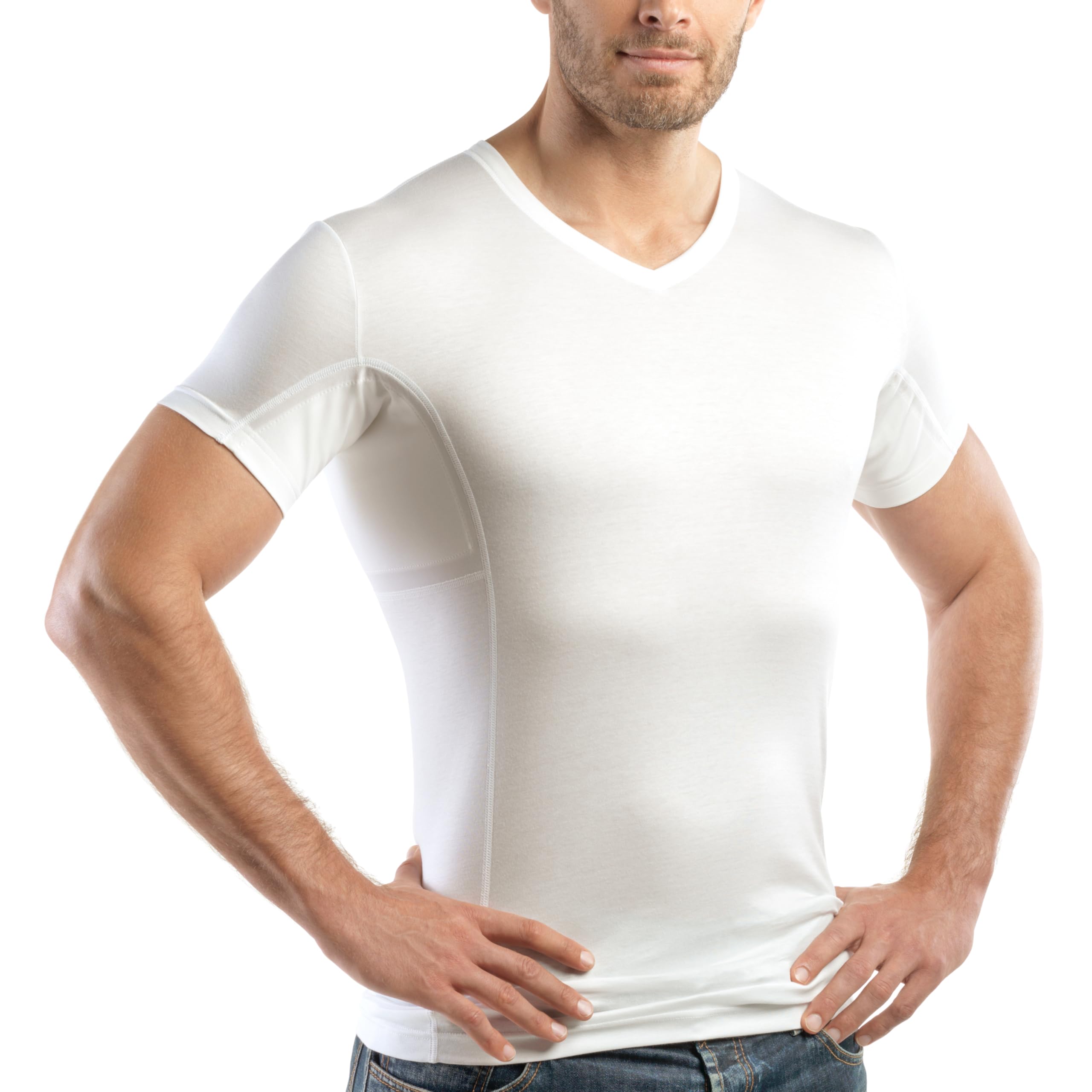 Anti-Schweiß-Unterhemd Herren - Typ Light V-Ausschnitt Schwarz, Weiß | Funktionstextilien, Unterhemden, Bustiers, T-Shirts gegen Schwitzen, Unterhosen gegen Inkontinenz, made in Europe seit 2008