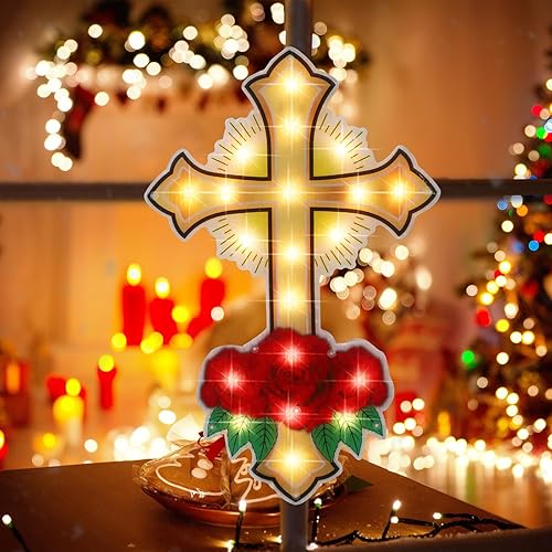 Miniatura 63 de LAMPHOME Silueta de ventana de Navidad con forma de copo de nieve de 17 pulgadas, 20 L, decoración para fiestas, hogar, patio, césped, jardín