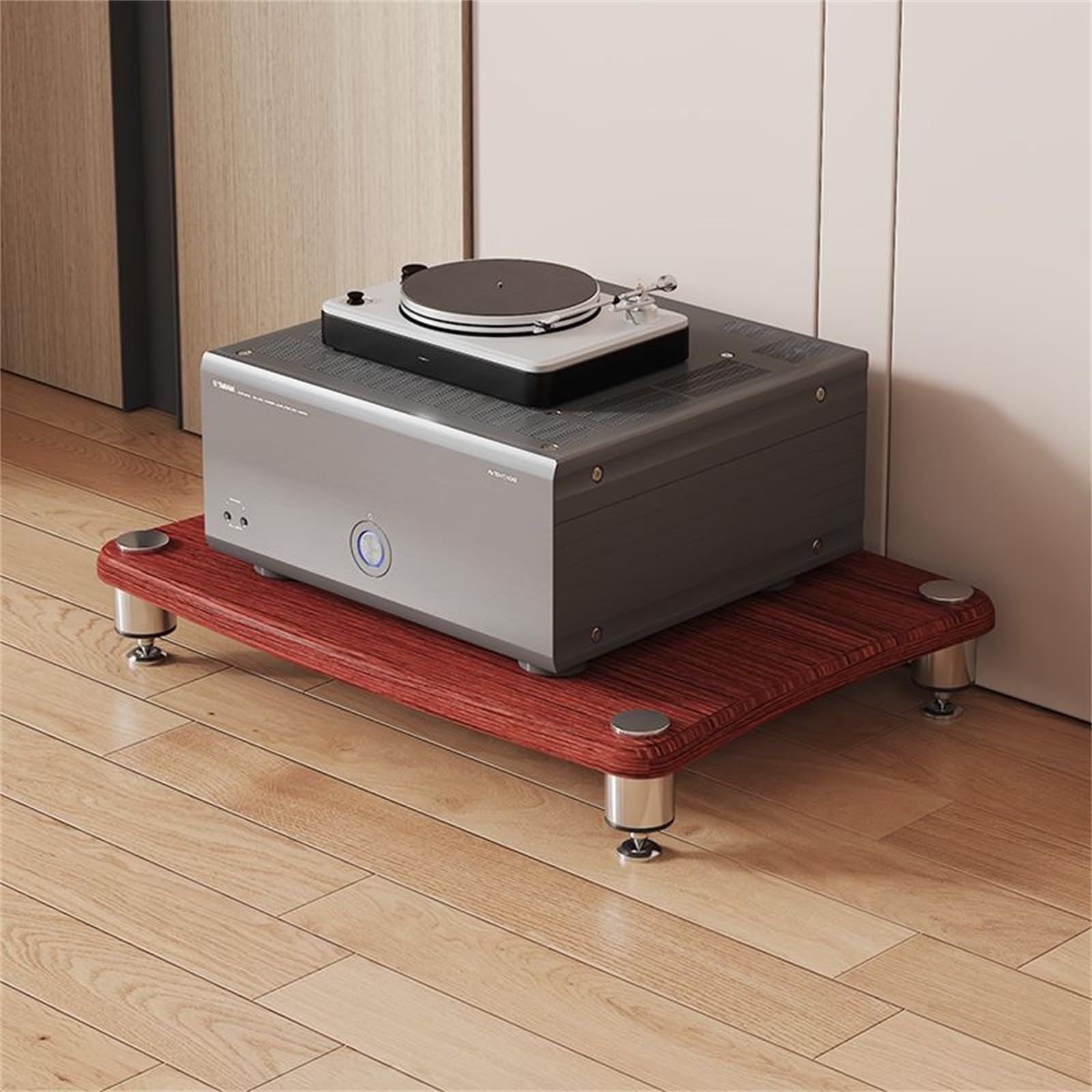 Meuble audiovisuel avec étagères pour platines CD et vitrine audio
