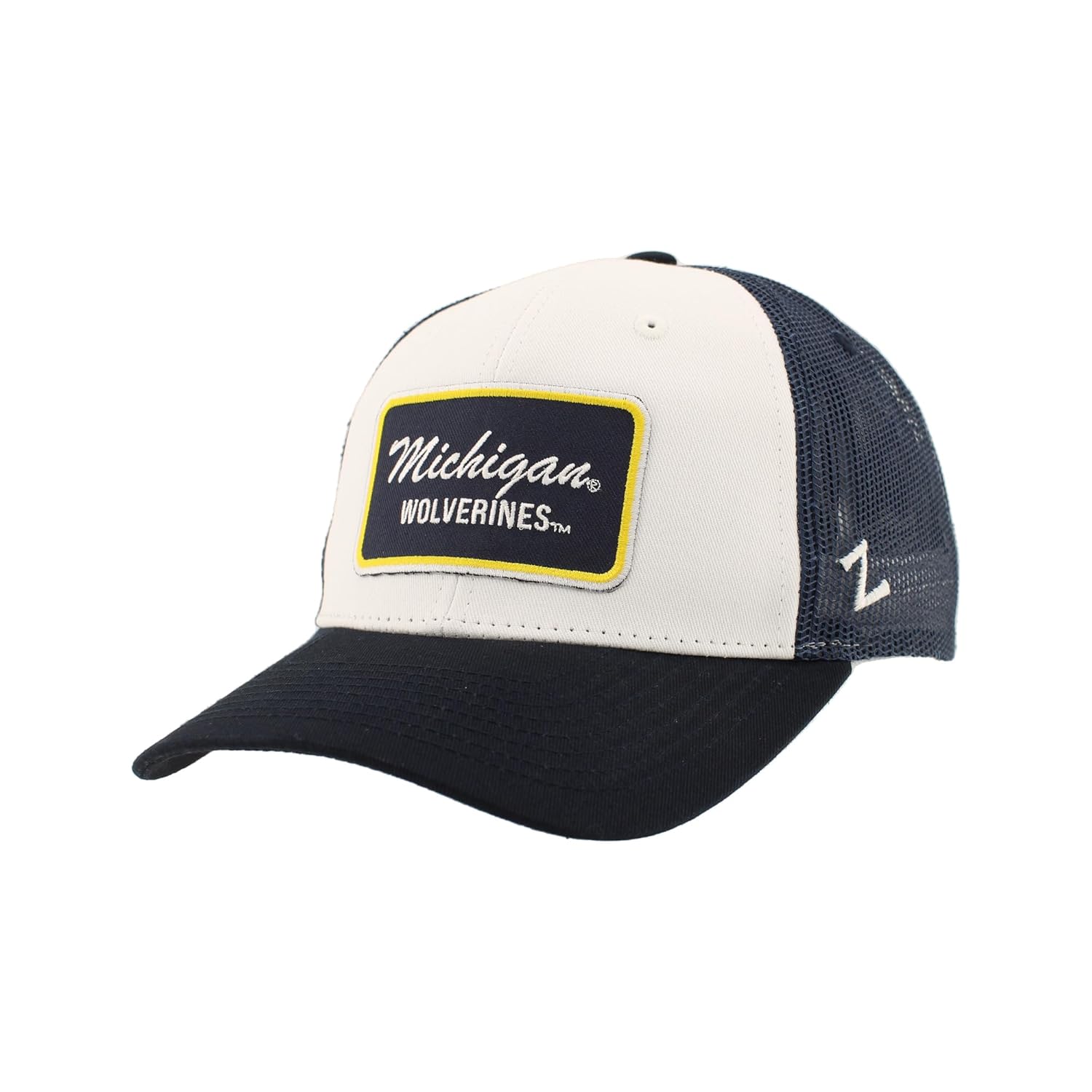 Michigan Wolverines NCAA Officially Licensed Snapback Hat Big Rig Patch Navy White Brick