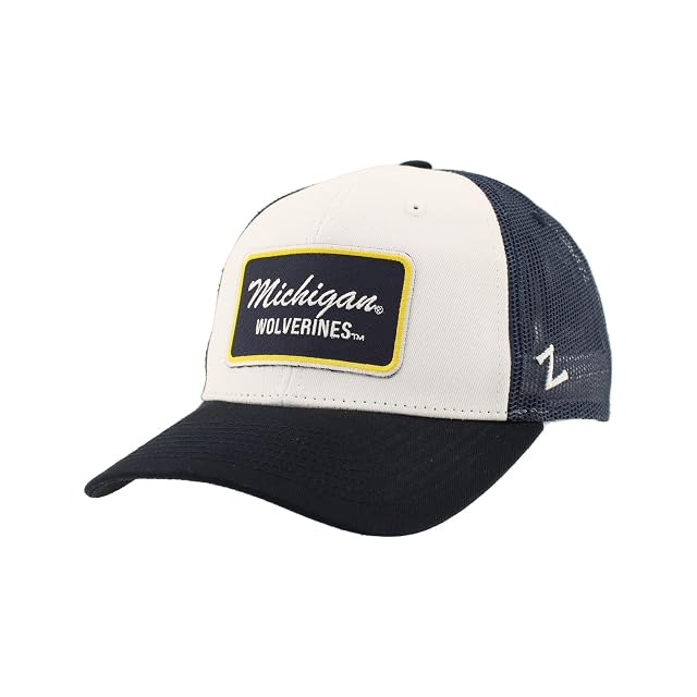 Michigan Wolverines NCAA Officially Licensed Snapback Hat Big Rig Patch Navy White Brick