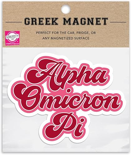 Miniatura 2 de Alpha Omicron Pi Retro Sorority Car Magnet Juego de 2 imanes extraíbles sin residuos para todo tipo de clima, para niñas y estudiantes