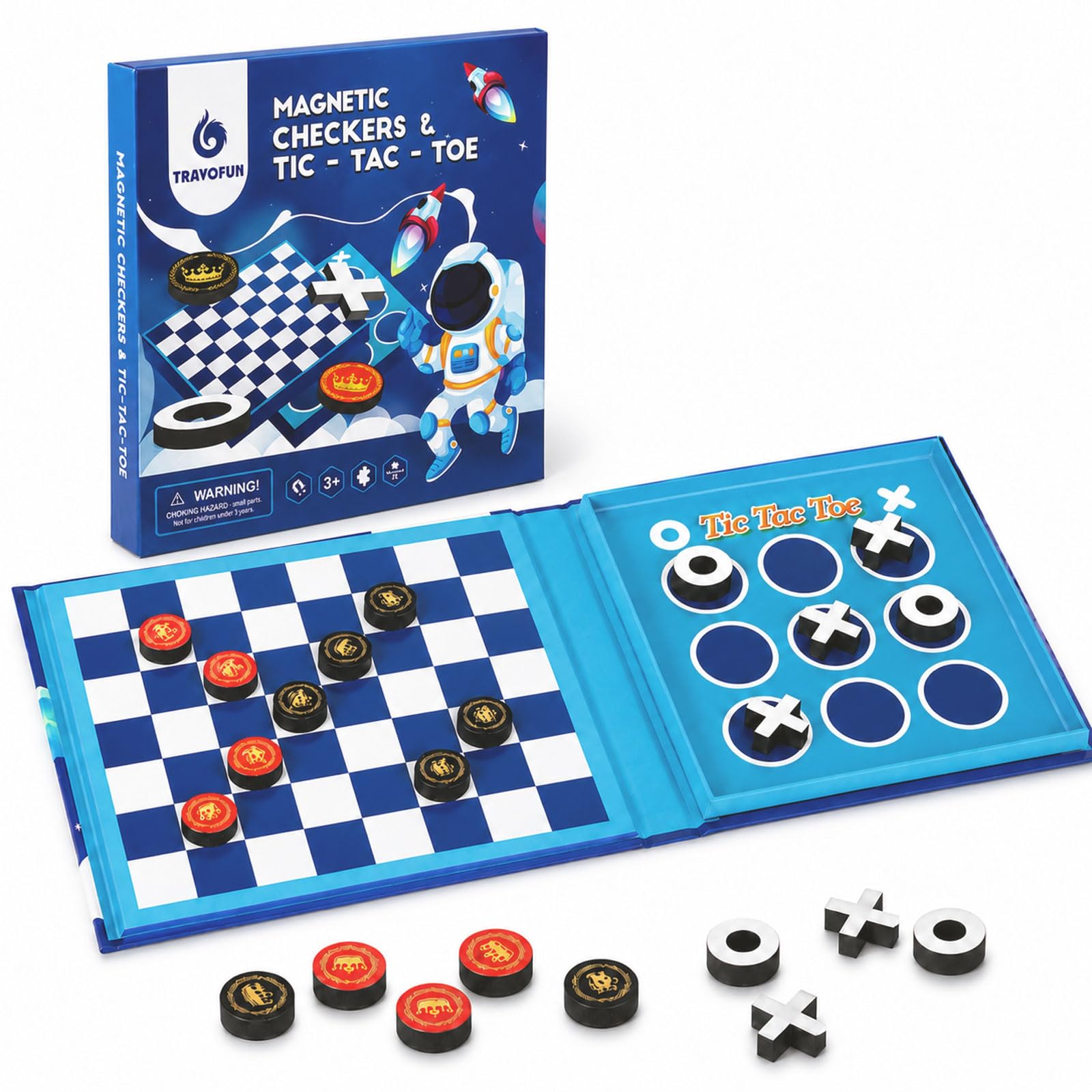 Amazon.com: Magnetic Checkers & Tic Tac Toe 2 in 1 Travel Board