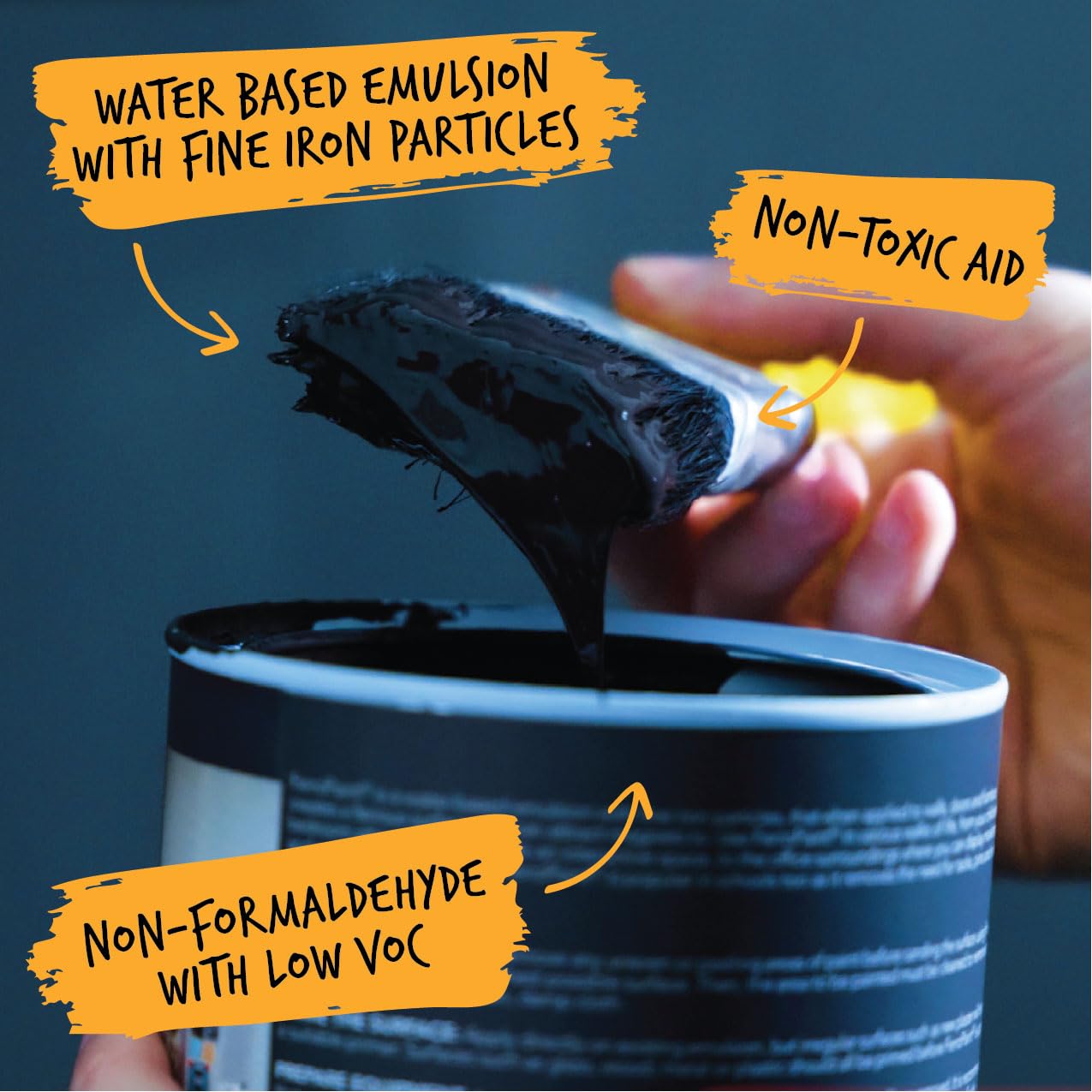 Ferropaint® Charcoal Magnetic Lack Für Wände, Schlafzimmer, Büro, Küche, Spielzimmer, Klassenzimmer, Diy und Renovierung - 0,5 Liter - 5 Dosen