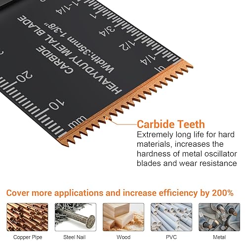 Miniatura 51 de PECHAM 24 hojas de sierra oscilantes universales de metal de madera de liberación rápida para Porter Cable Black & Decker Rockwell Ridgid Ryobi