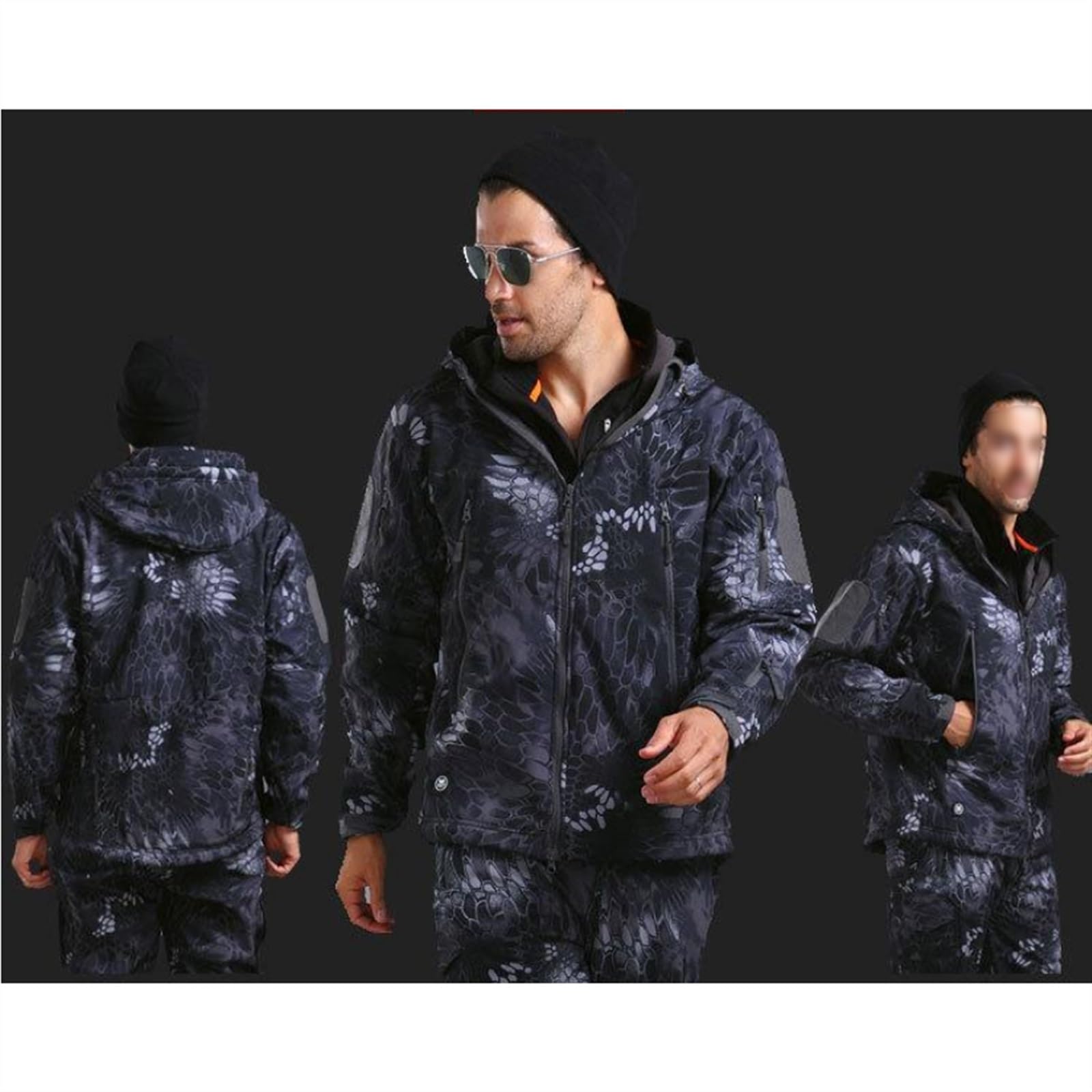 Costumes De Ski À Capuche Chauds D'hiver, Veste De Snowboard Camouflage Pour Hommes Et Pantalon De Ski Avec Ensemble De Ceinture, Combinaisons De Ski À Capuche Imperméables