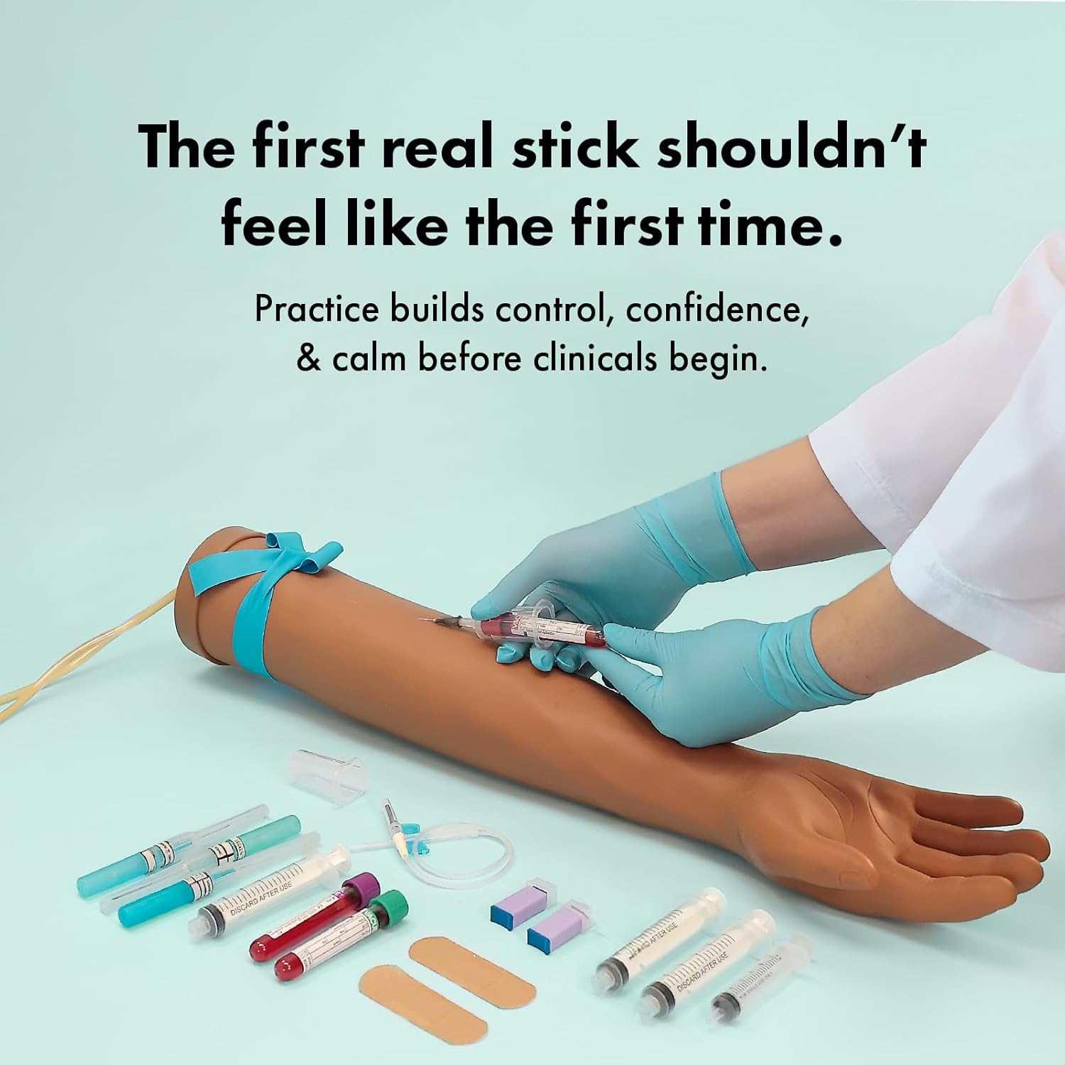 Anatomy Lab Venipuncture & IV Practice Simulation Arm Kit — Realistic Phlebotomy & IV Training Model for Nursing, EMT & Medical Students — Reusable Clinical Skills Trainer - Medium
