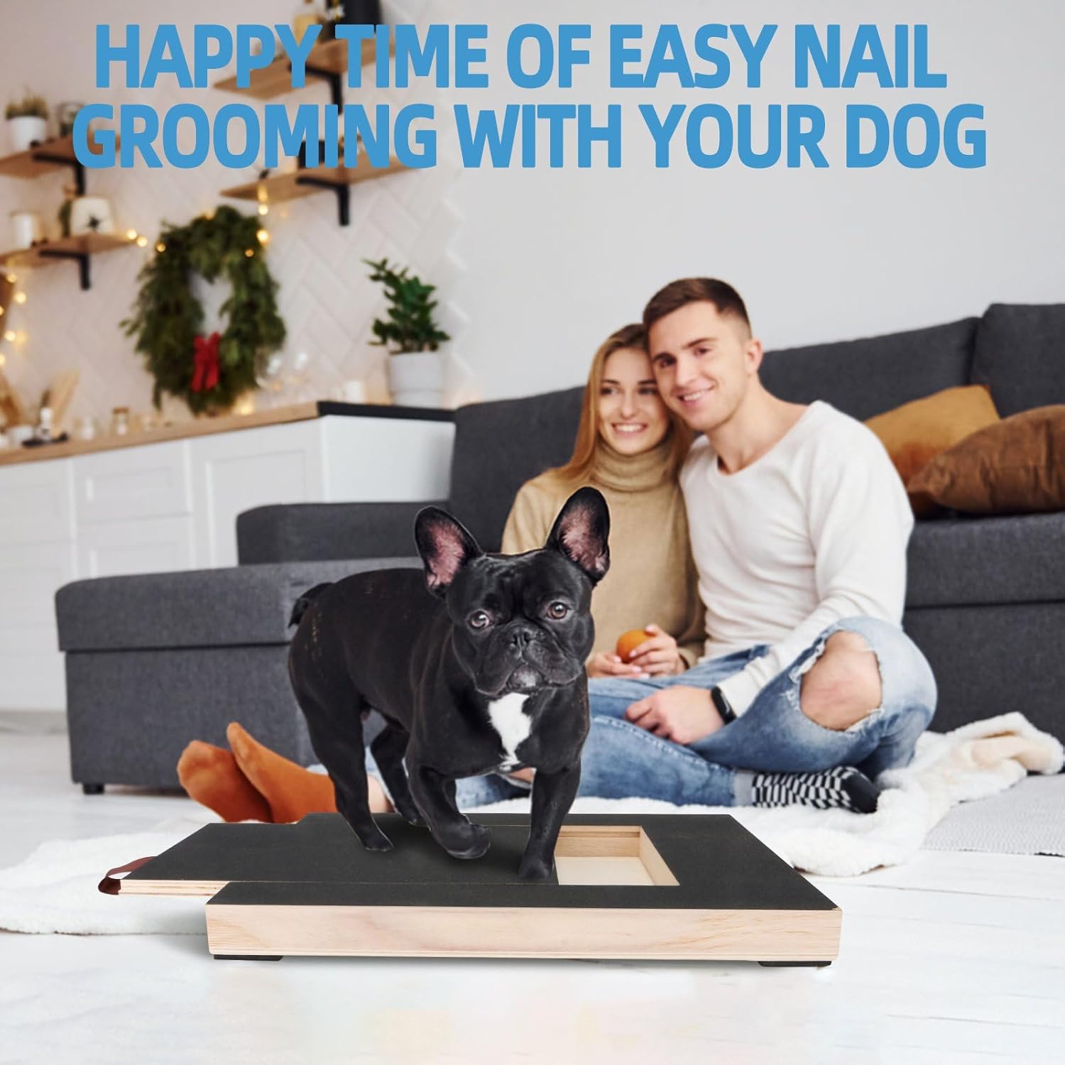 Dog Scratch Board for Nails, Wooden Pull Out Dog Nail File Boards Toy, Dogs Nail Scratch Board with Treat Box Sandpaper, Adjustable Pull Out Dogs Nails Scratchboard, for Pet Supplies