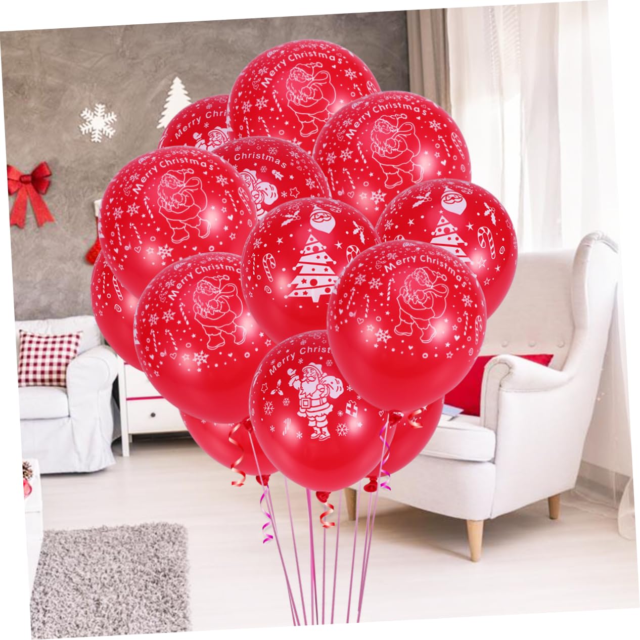 Toyvian 300 Pièces Ballons de fête Ballon Gonflable Ballons gonflables décoration de Noel Decoration Fete Décor de Noël en Latex de décoration de noël Ronds Rouge