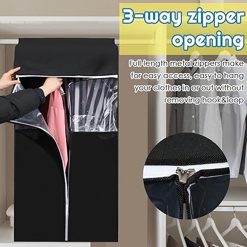 Miniatura 5 de Amylove 4 bolsas de ropa de 43 pulgadas para colgar con cremalleras, colgar ropa para almacenamiento de ropa, cubierta sellada contra el polvo,