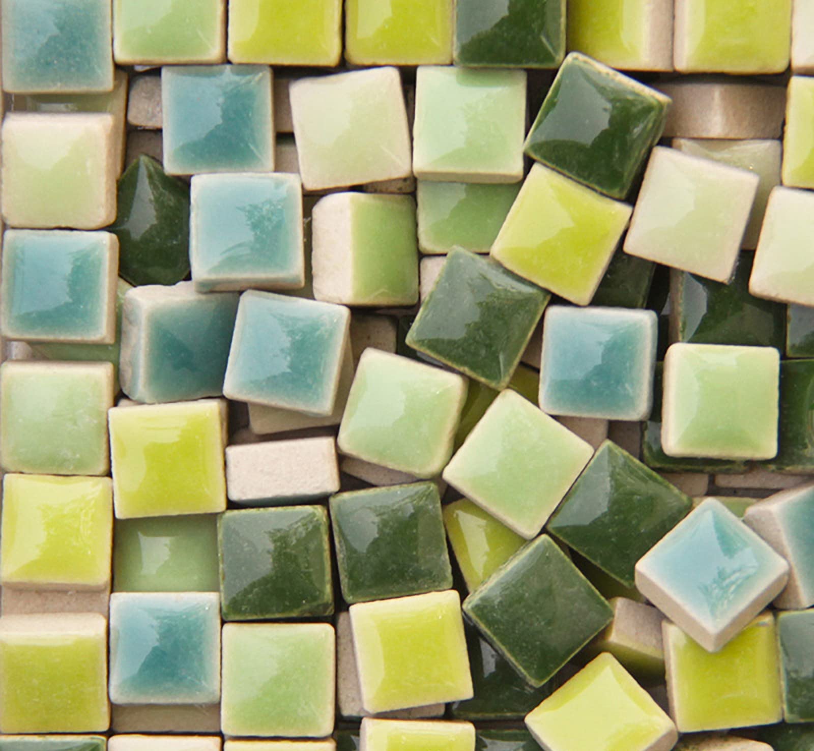 200 Pieces / 200 g Mosaic Tiles,Square Ceramic Mosaic Mosaic Glass Pieces Bulk Square 0.4x0.4 inch Mosaic Tiles for Home Decoration or DIY Crafts - Green Mix-image-9