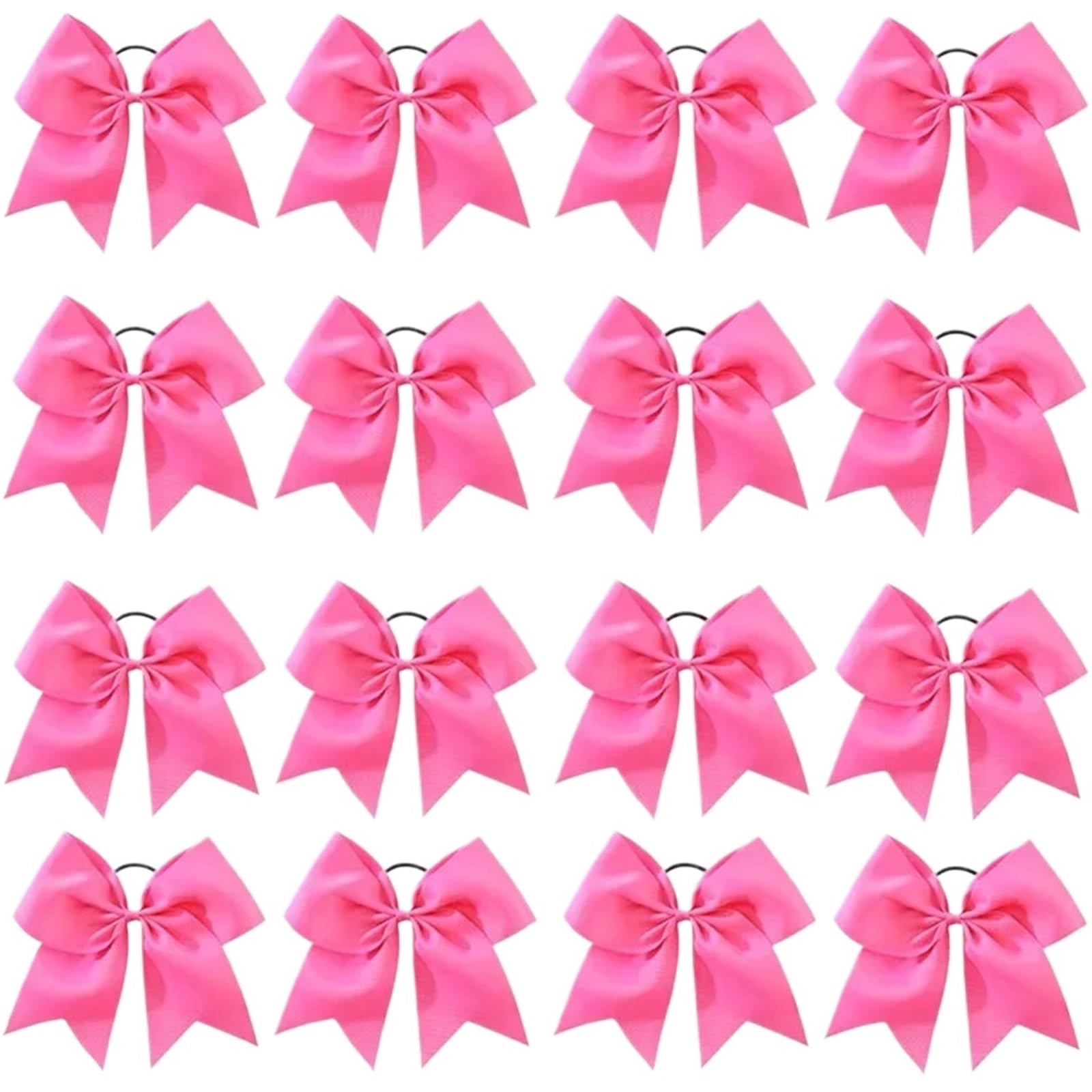 16 lazos for el pelo de color liso con lazo grande y elástico for mujer niña, cinta, banda goma, accesorios for la cabeza(Pink)