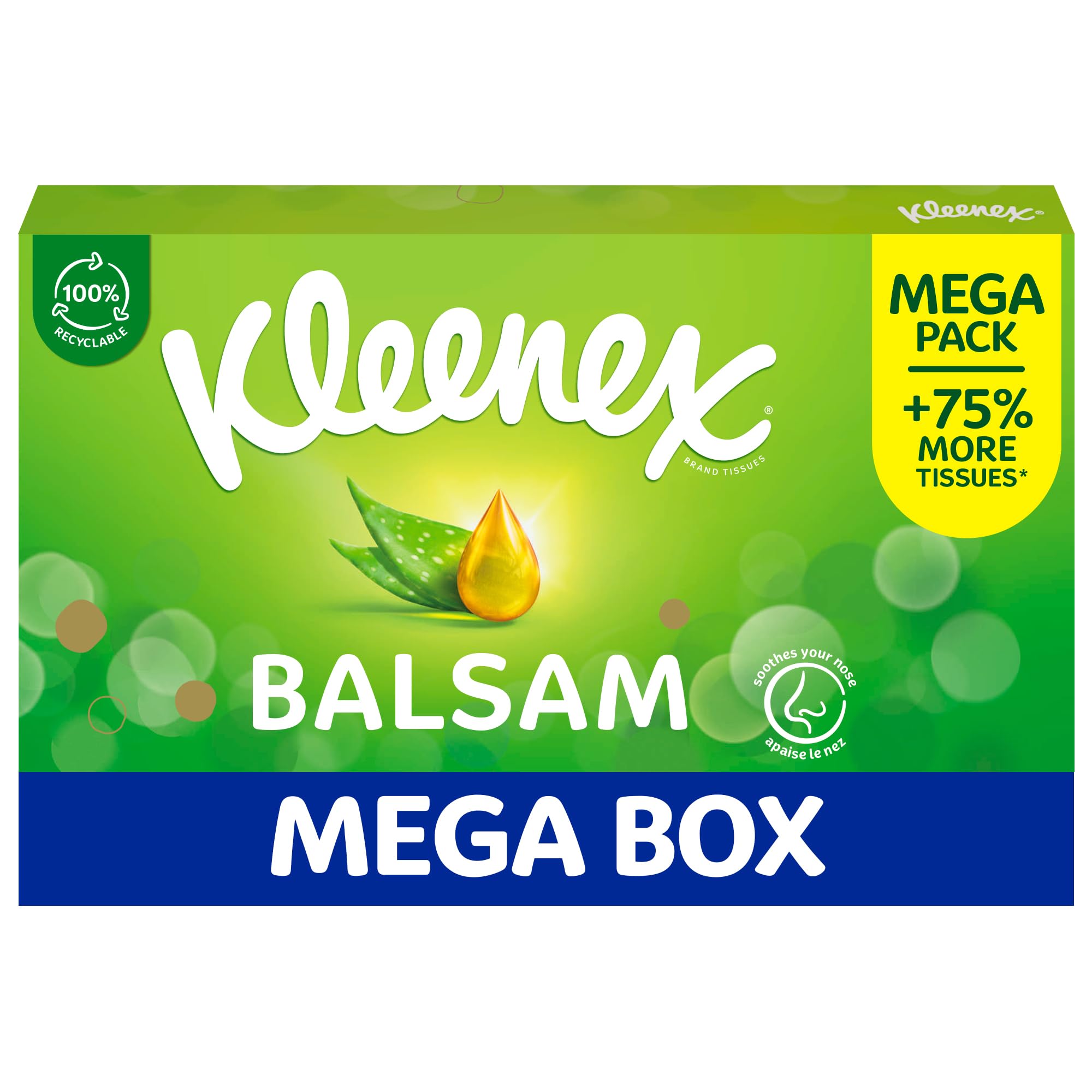 Balsam Tissues, Mega Pack - 112 Sheets - Balm Tissues Protect and Soothe Your Nose When You've Got a Cold - with Aloe Vera, Vitamin E and Calendula