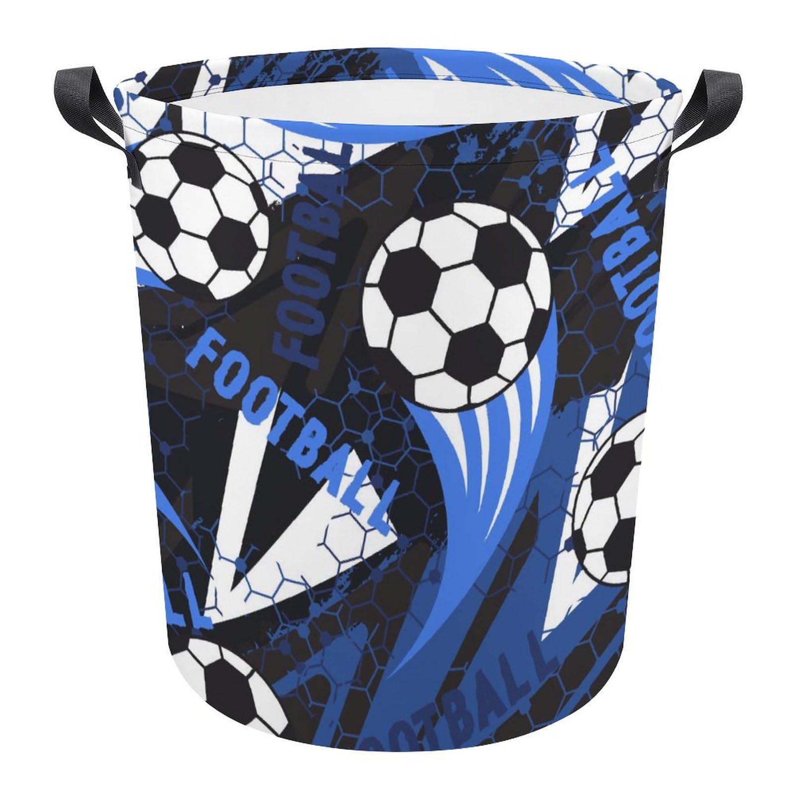 Homeoanimal Football Laundry Basket, Waterproof Collapsible Storage Basket, Round Dirty Clothes Hamper With Handles For Bedroom Room Toy Storage