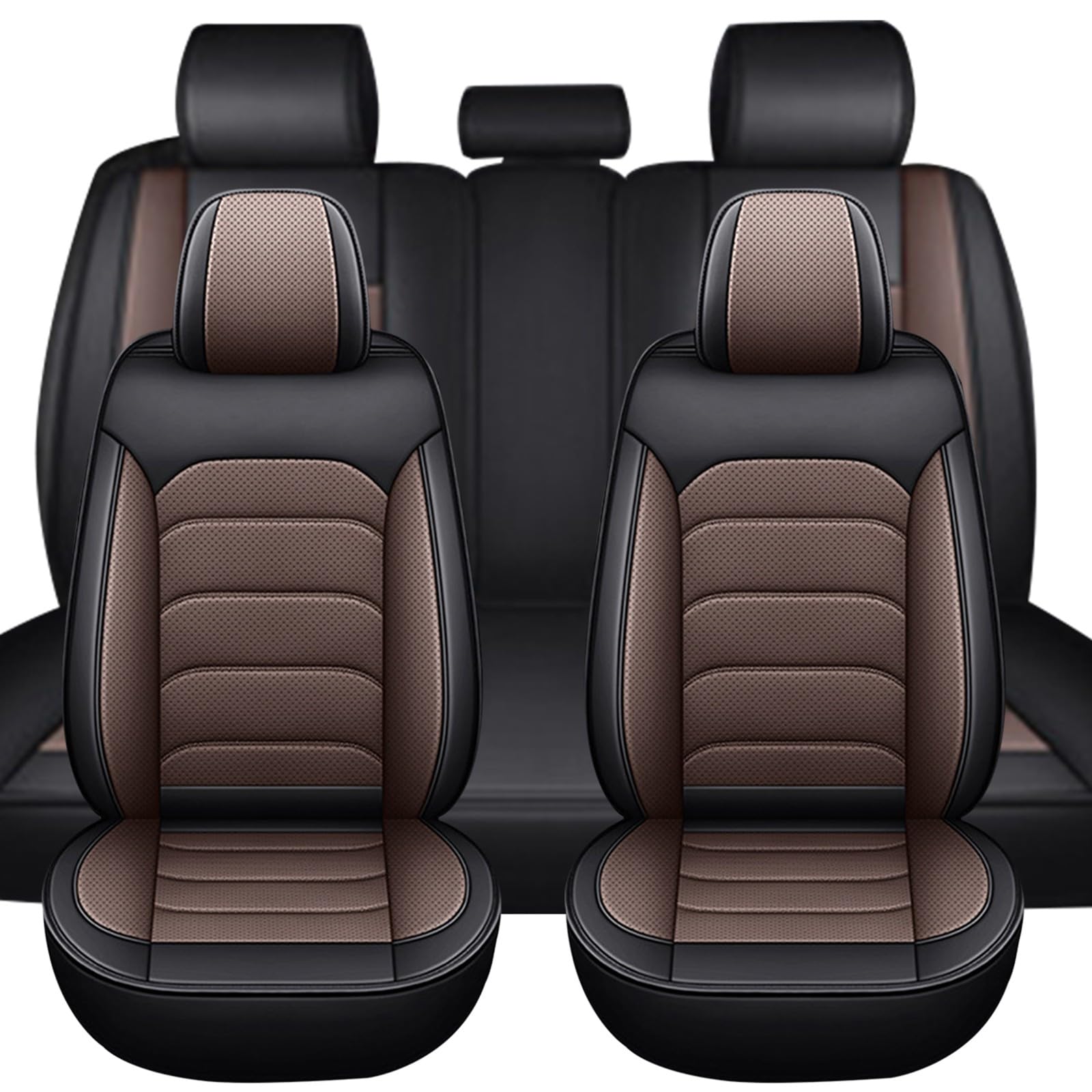Ensembles Housses Siège pour Renault Kadjar,Housse Siège Voiture Couvre Siege Arriere Avant Universelle Cuir, pour La Plupart Berline SUV(Marron)