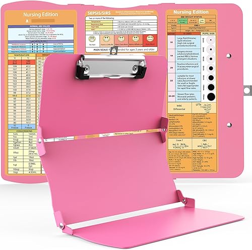 Portapapeles de enfermería triple plegable, 3 capas de aluminio para enfermeras con edición de enfermería, hojas de trucos, tamaño de bolsillo