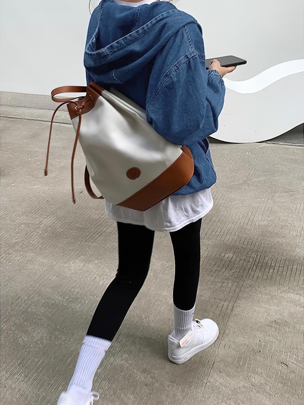 chouyatou Women Hooded 1/2 Button Down Pullover Denim Jacket Hoodie Boyfriend Casual Jean Sweatshirt Top - Image 6