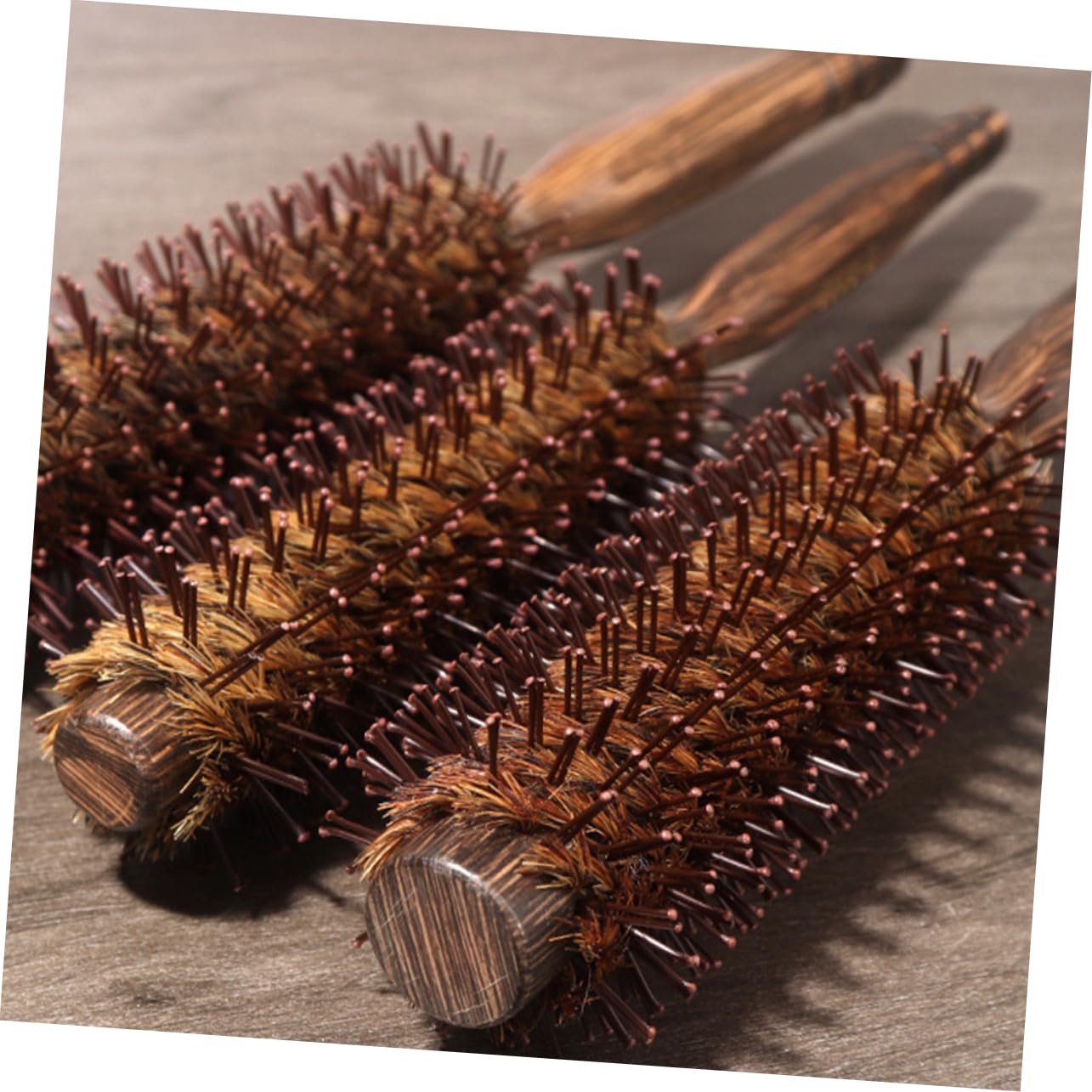 FRCOLOR 4 cepillos de pelo de cerdas slico clips para el pelo, accesorios para el pelo, pequeño cepillo redondo, cepillo para el pelo grueso, cepillo de pelo de madera, peine de pelo