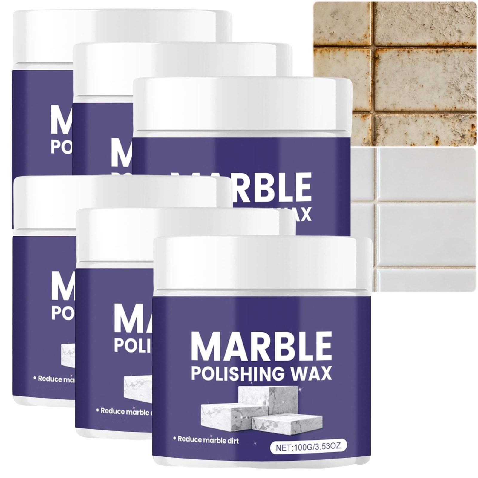 Marmorpolierpaste, professionelles Marmorpolierwachs für Granit, Quarz, Steinarbeitsplatten, Böden Fliesen. Verleiht neuen Glanz und entfernt Mattheit. Langanhaltender, wasserfester Schutz. (6pcs)