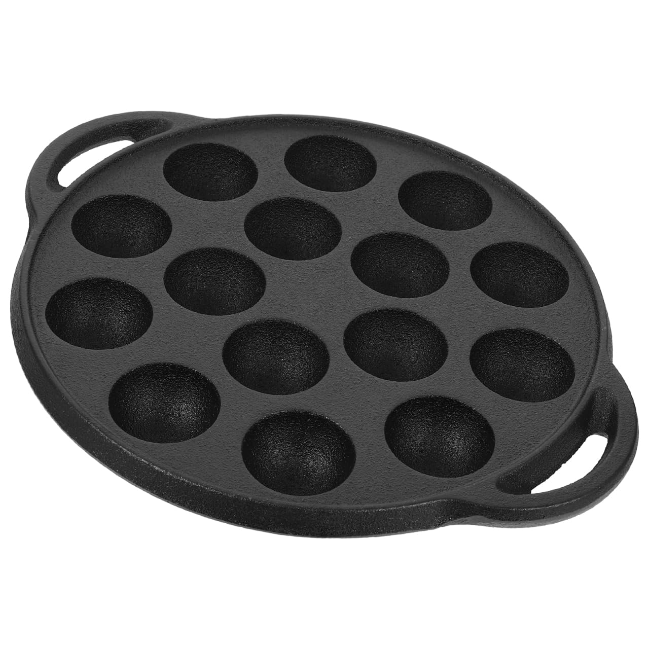 – Cast Iron Snail Plate Frying Pan 10.2 Inch 15-Hole Ebelskiver Pan for Even Cooking Danish Pancakes and Takoyaki Style Snacks
