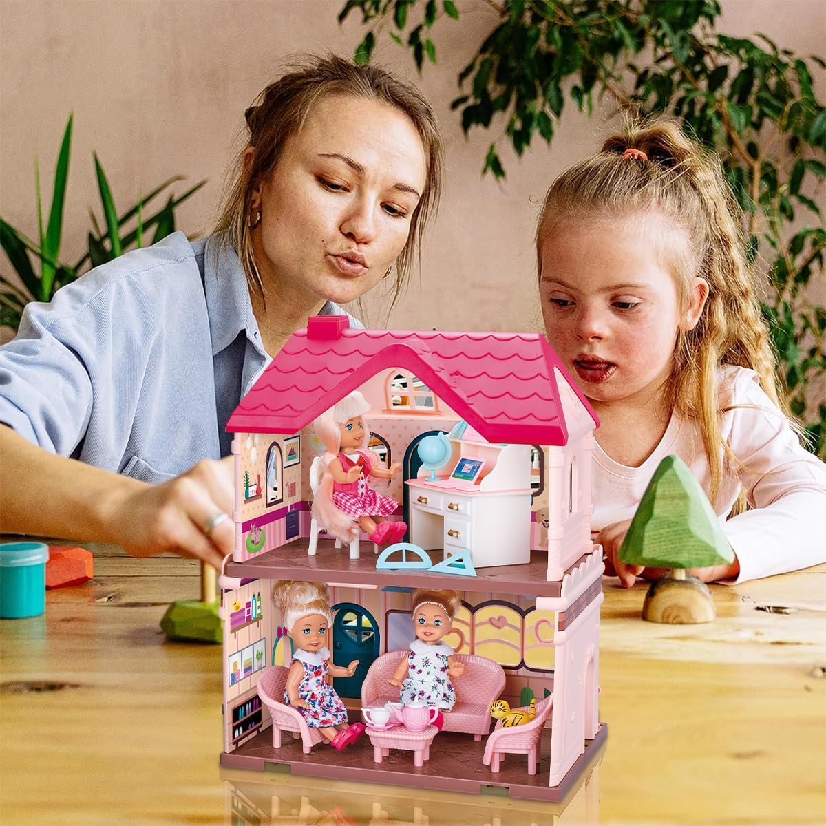 Casa dos Sonhos da Princesa: Um Conjunto de Casa de Bonecas DIY para Crianças com Móveis e Bonecas (Duplex)