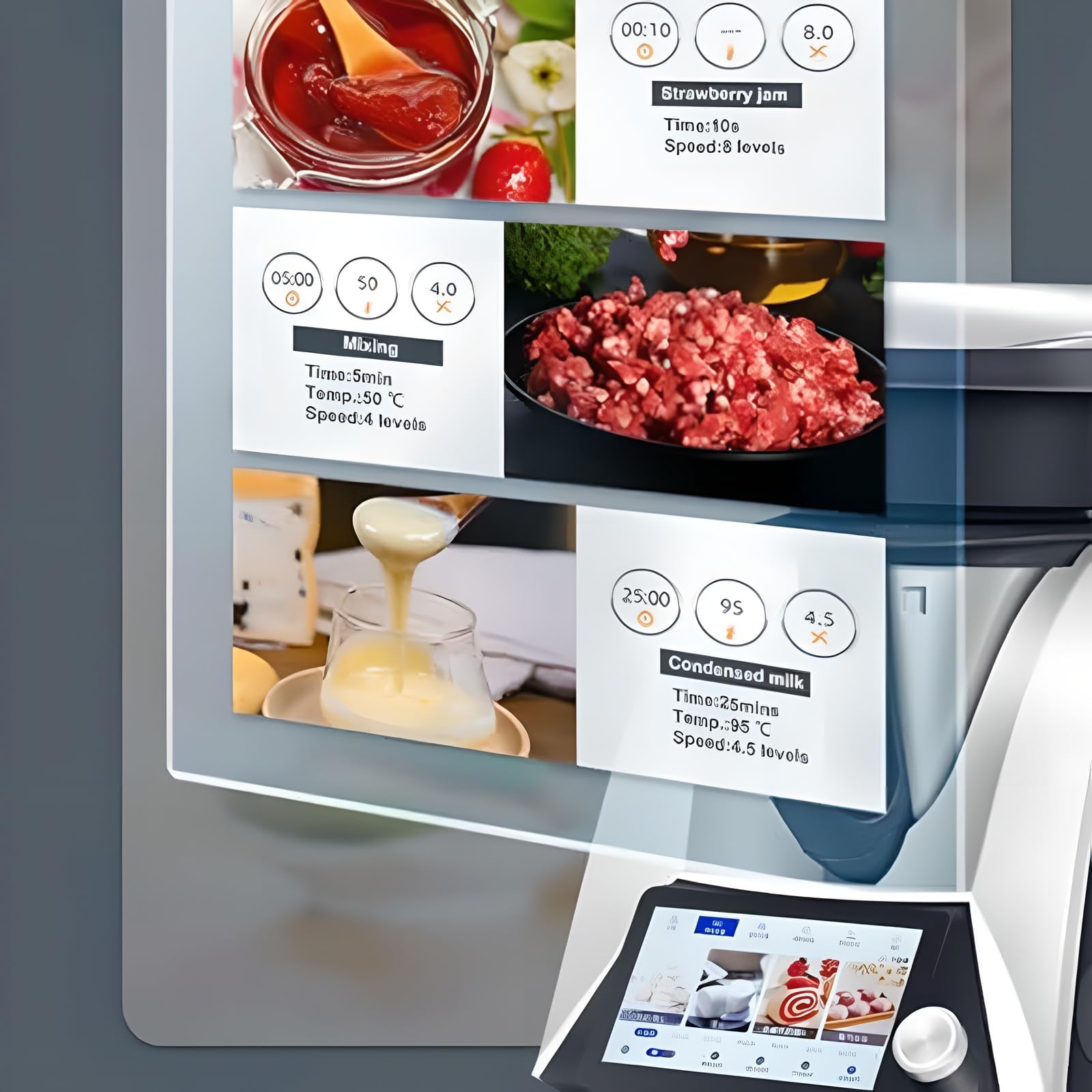 Inteligentny Robot Kuchenny, Wielofunkcyjny Thermomixer z 2-litrową Misą Mieszającą, 3-litrowym Parowarem i 7-calowym Ekranem Dotykowym do Użytku Domowego