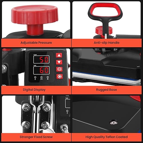 Miniatura 3 de Máquina de prensa de calor de 12 x 15 pulgadas, máquina de sublimación de prensa de calor 8 en 1, rotación de 360, máquina de impresión de camisas,