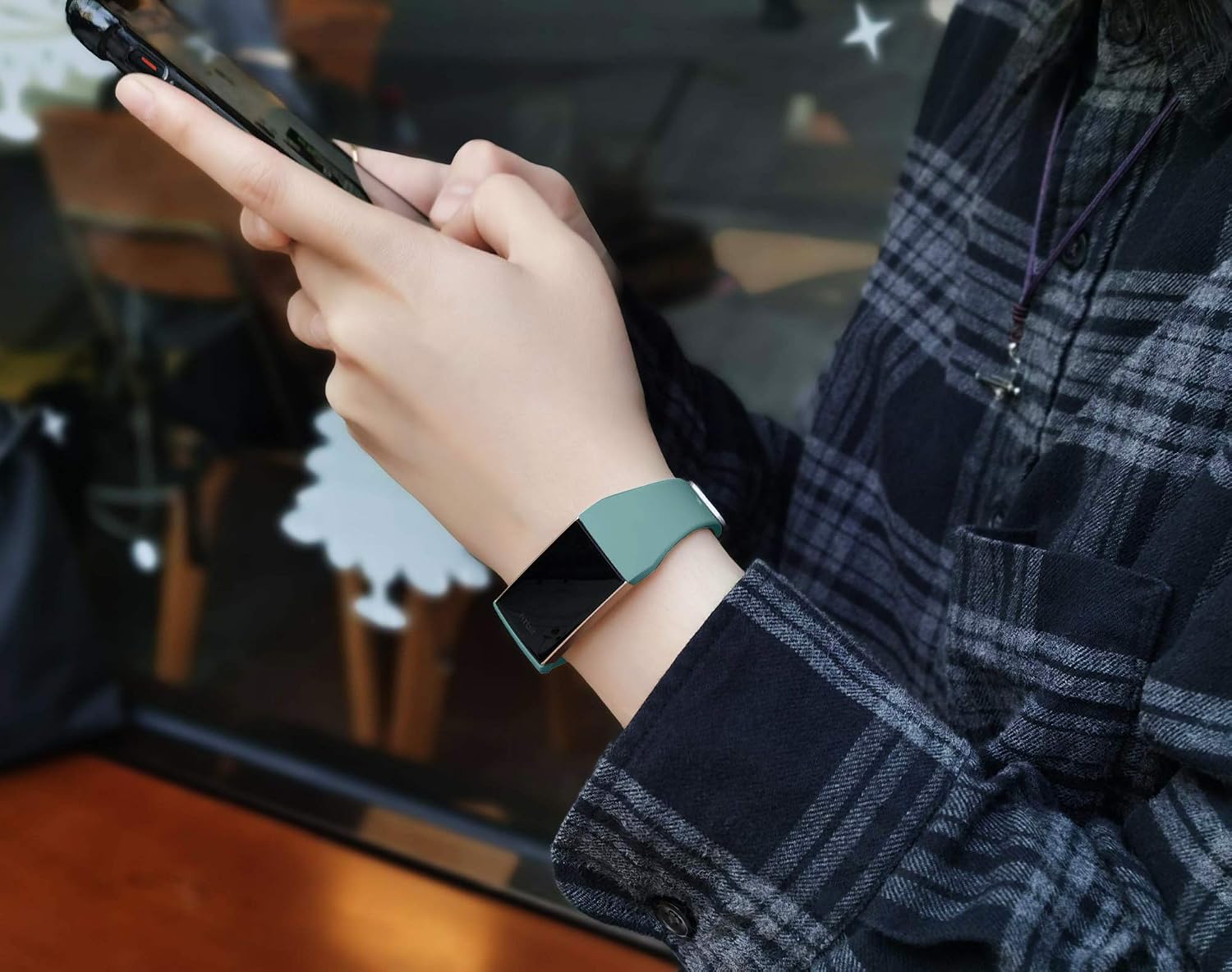 Osber [3 pack] Slim Bands Compatible for Fitbit Charge 4/Charge 3/Charge 3 SE, Soft Silicone Replacement Wristbands for Women Men, Large (Black/Pinegreen/Bluegray)