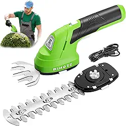Pinoze Tesoura De Grama Sem Fio E Aparador Cerca Viva - 2 Em 1, Elétrico Portátil 7,2 V, Pequeno, 2,0 Ah, Bateria Recarregável, Cortador Arbustos Para Jardim, Quintal Cuidados Com O Gramado